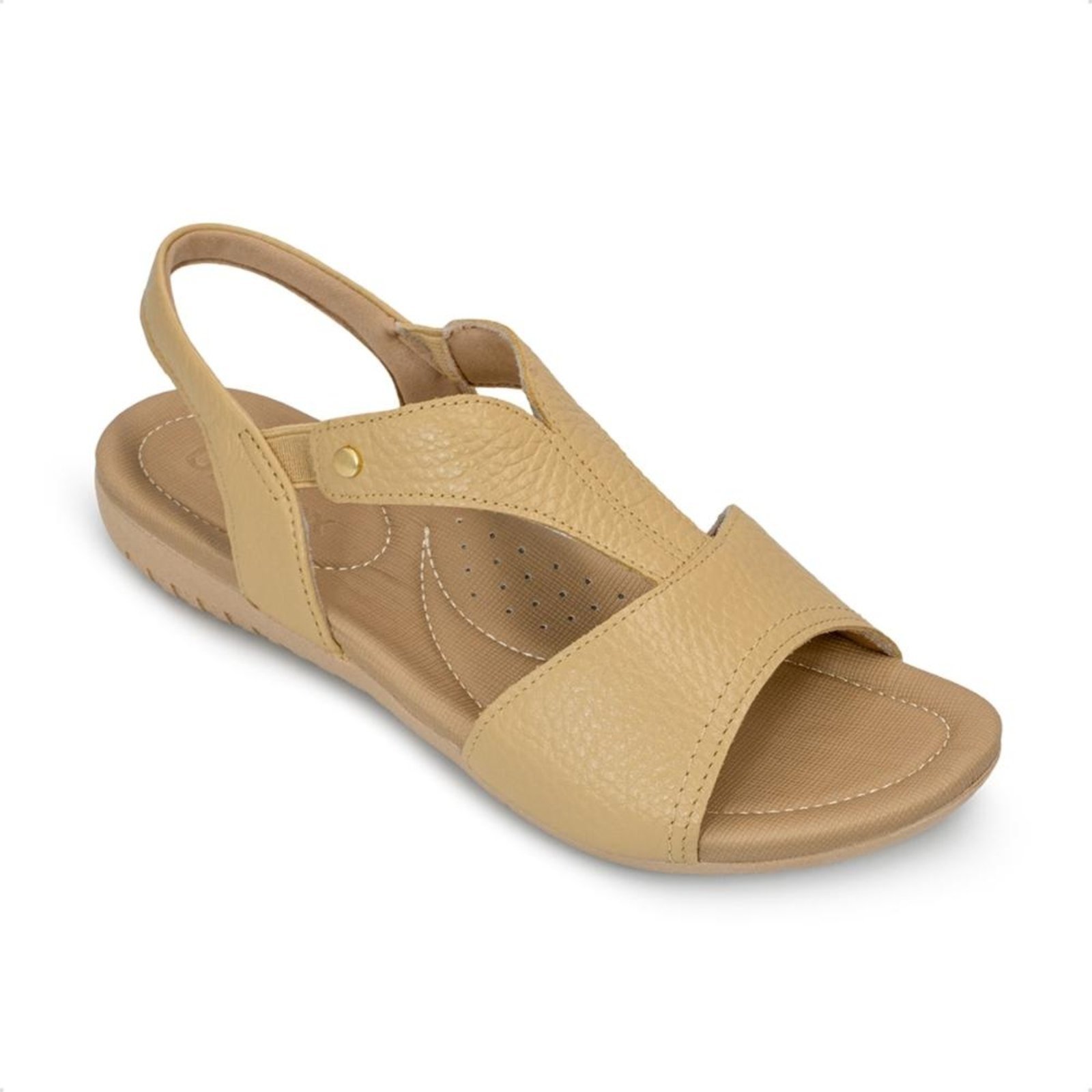 Vista 3 Sandália Usaflex Feminina Elástico em Couro Casual R18083 bege Usaflex bege