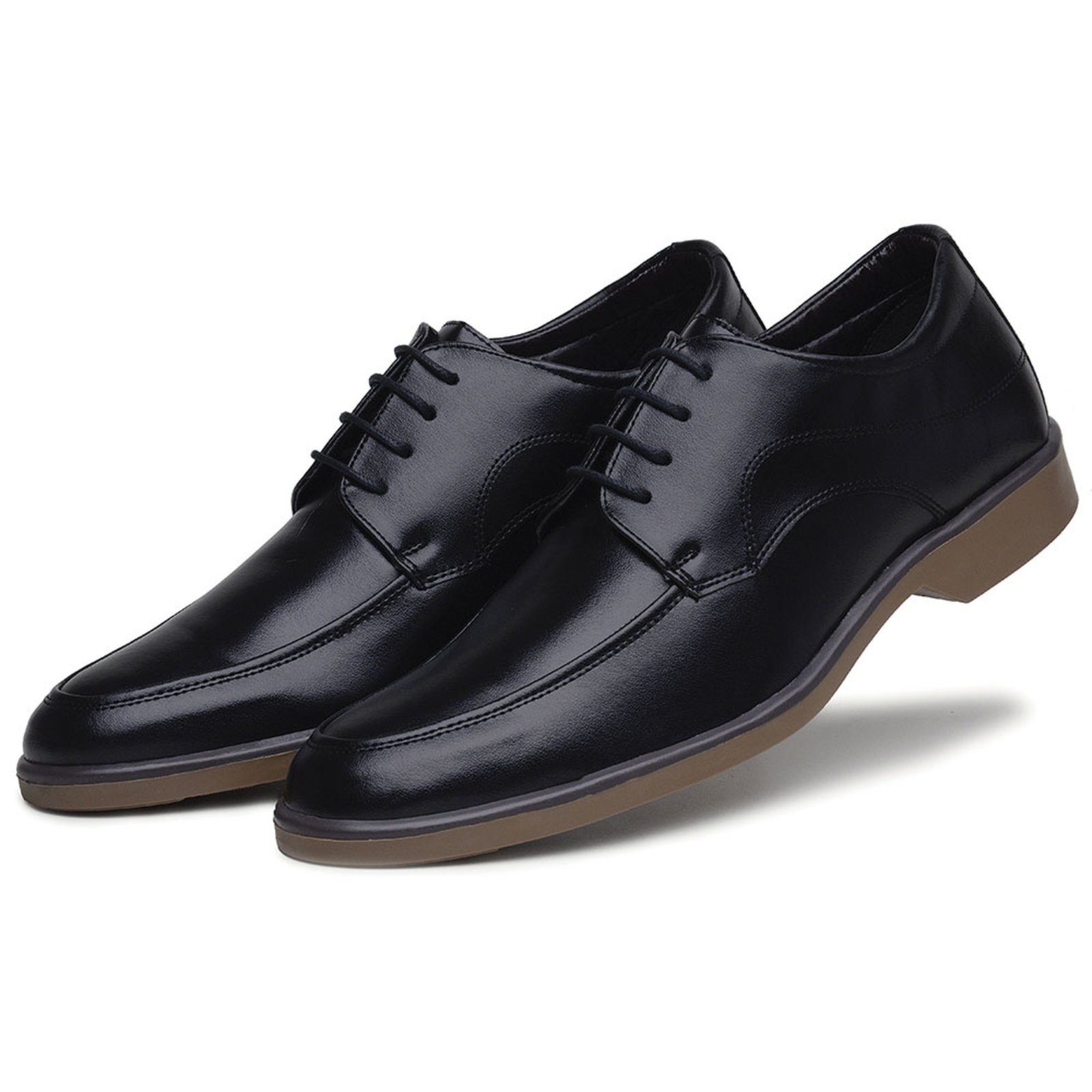 Sapato Oxford Casual Social Confort com Cadarço Masculino Preto/Marrom