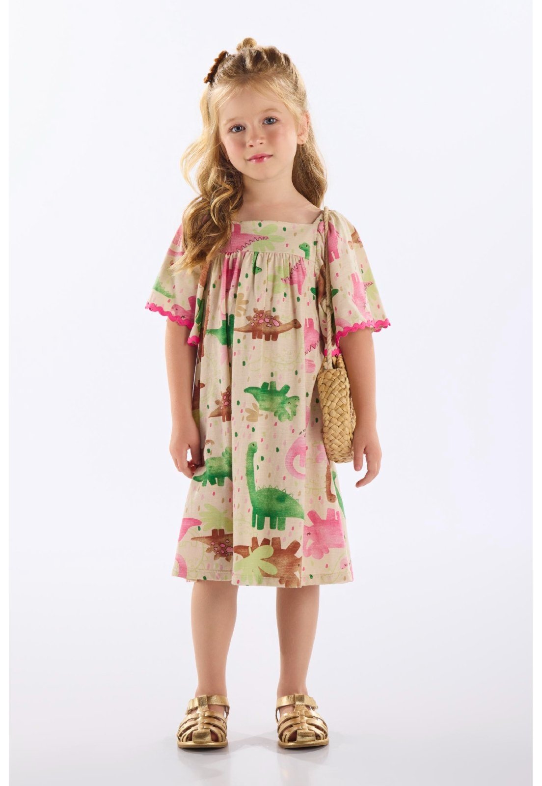 Infantil - Vestido em Algodão e Linho Up Baby Rosa