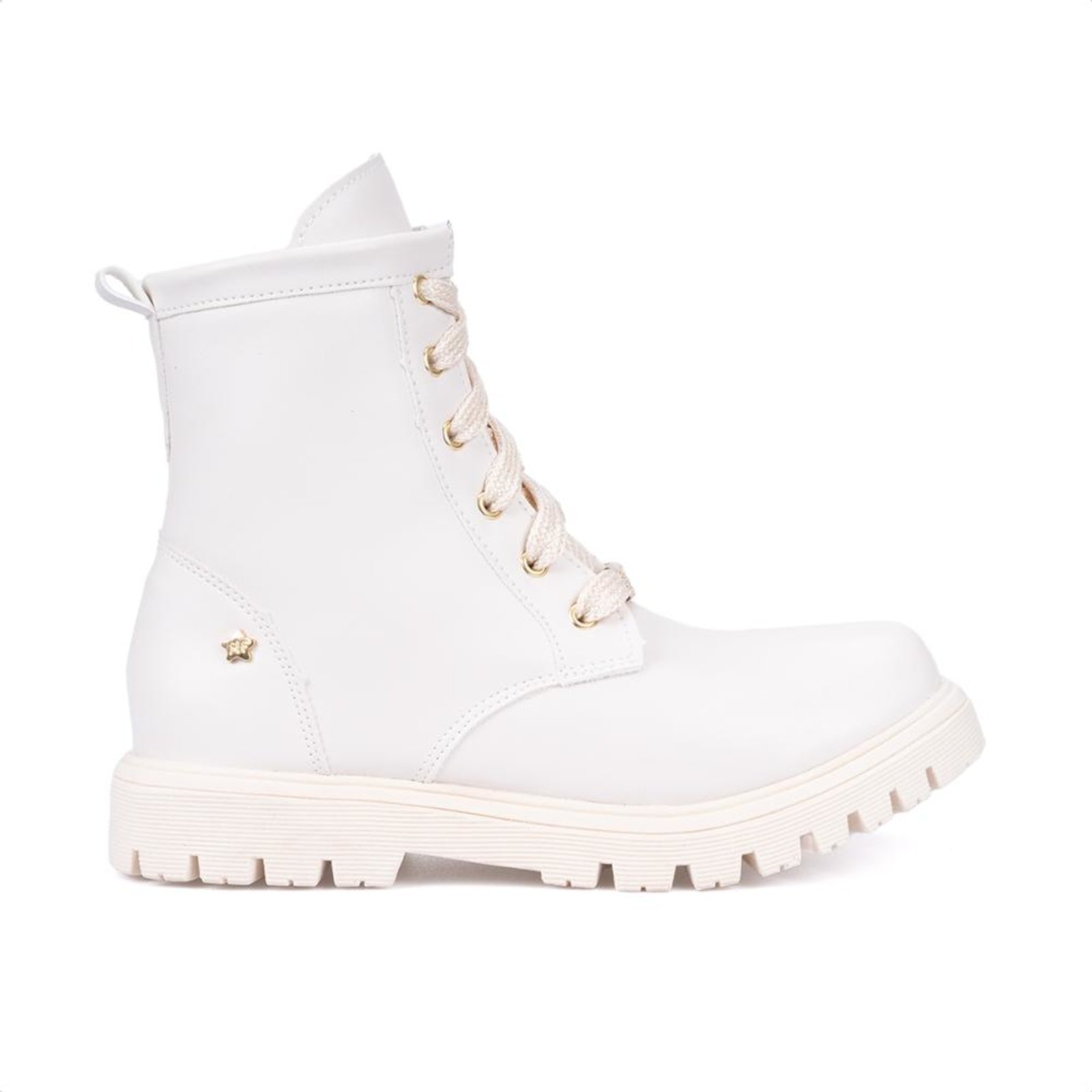 Vista 3 Infantil - Coturno Tratorado Cadarço Brilhante Menina Fashion off-white Menina Fashion off-white