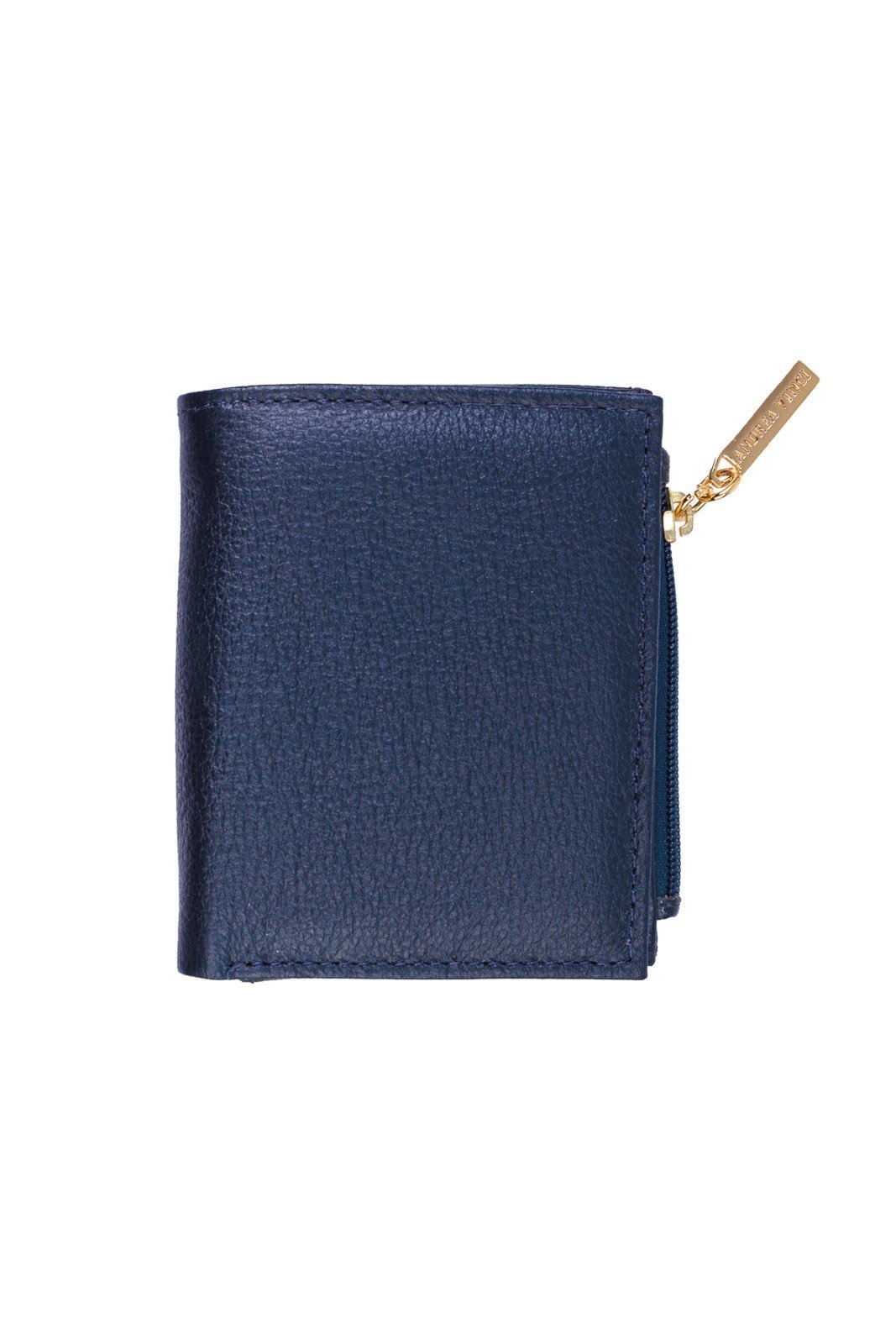 Carteira feminina de couro liso Lilian 11x9,5cm - Azul