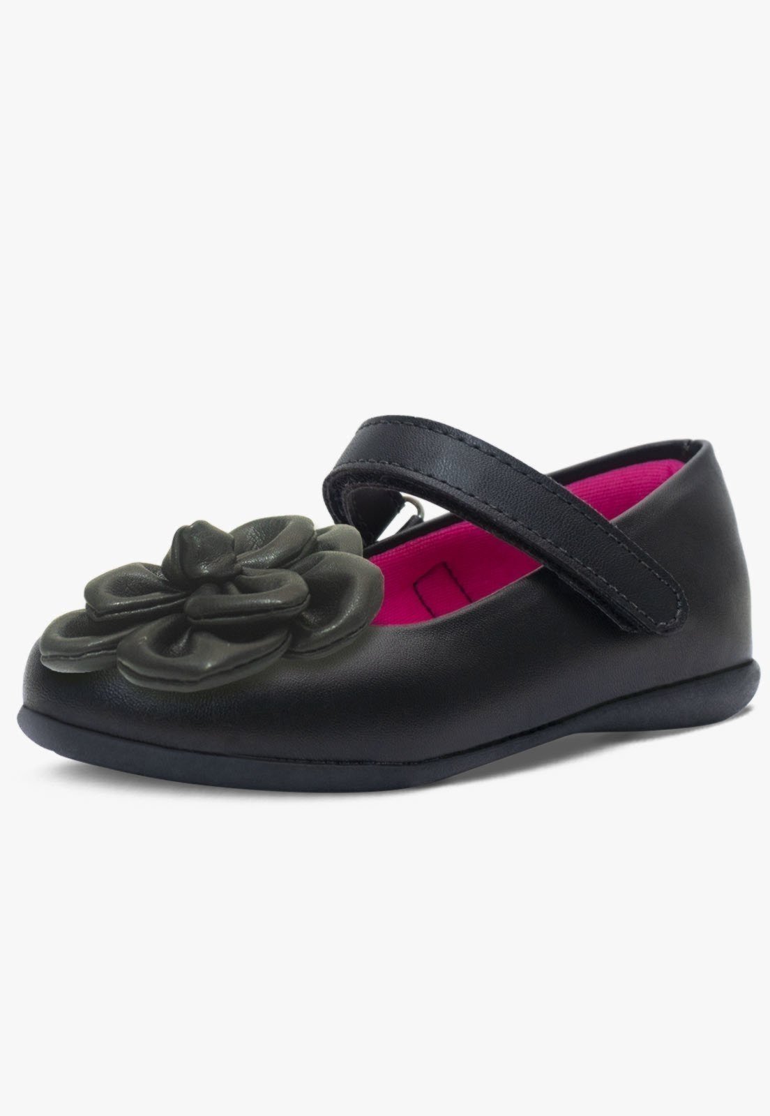 Infantil – Sapatilha Rasteira Feminina Pópidi Calce Facil Flor Petala Preto
