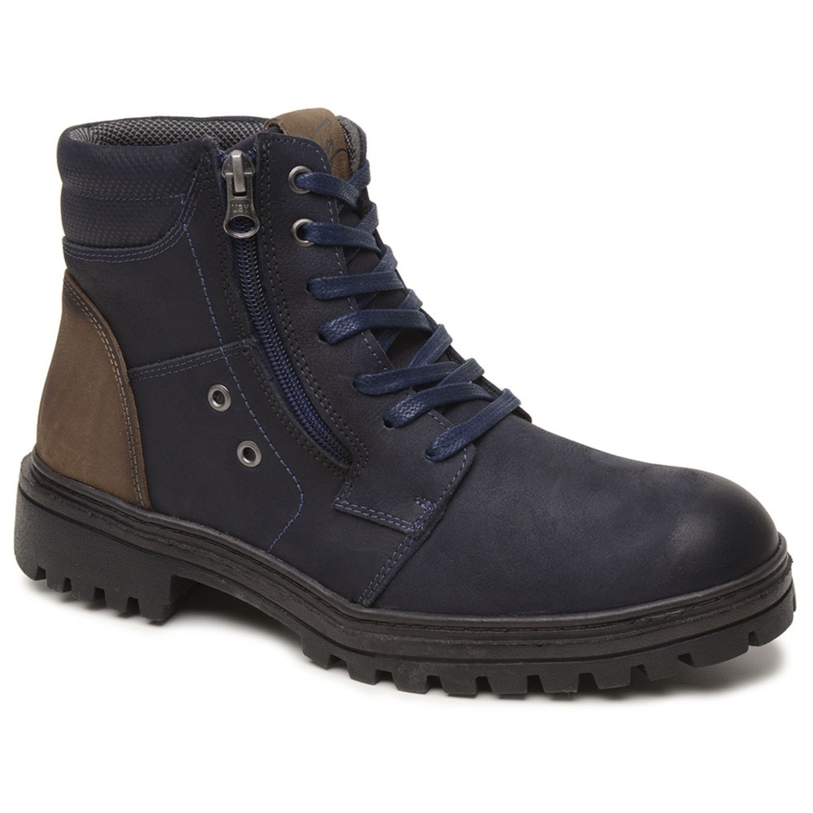 Vista 2 Coturno Adventure Bota Couro Masculino Solado Tratorado Cano Espumado Marinho super shoes azul marinho super shoes azul marinho