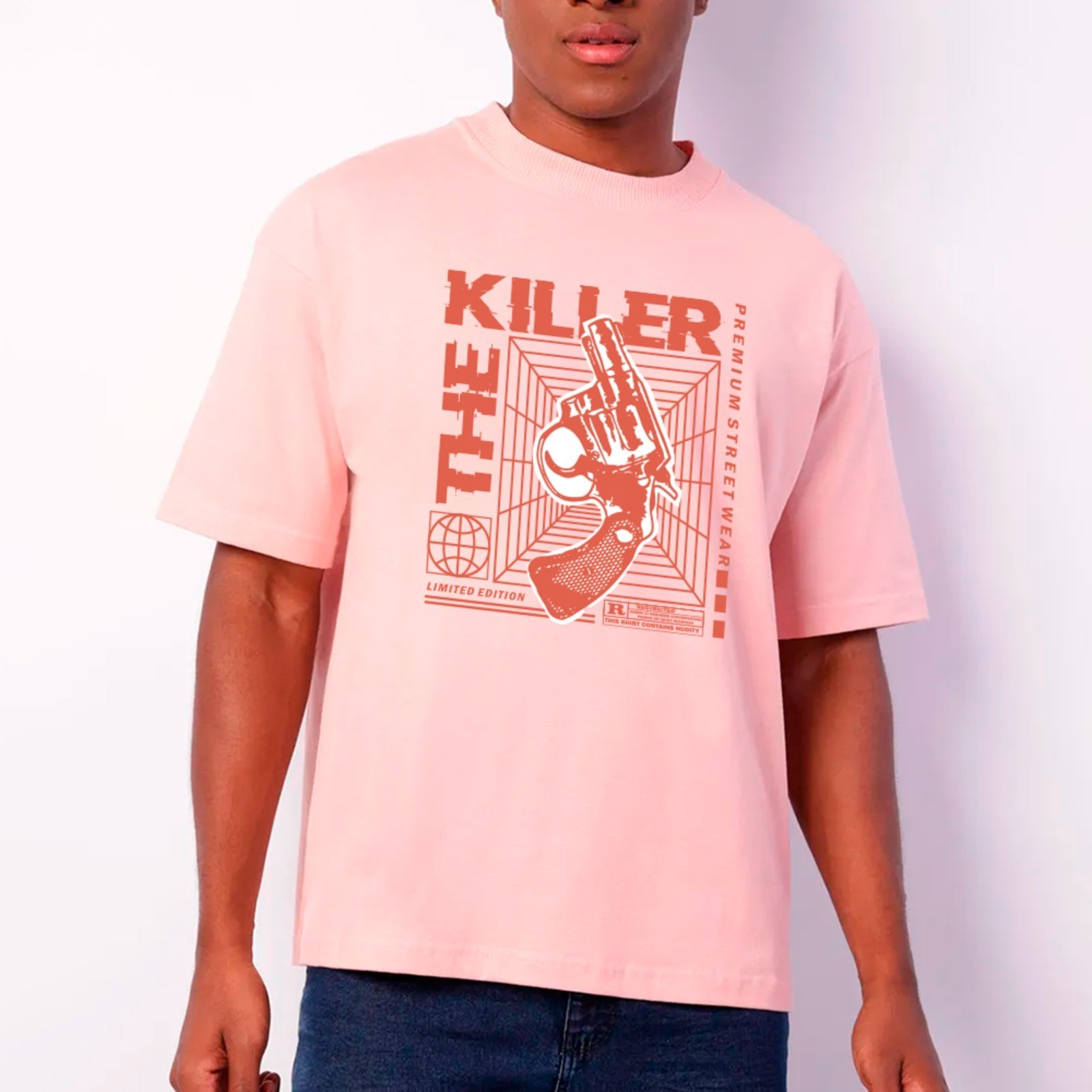 Camiseta Ousy Unissex The Killer Visual Exclusivo Básica Rosa