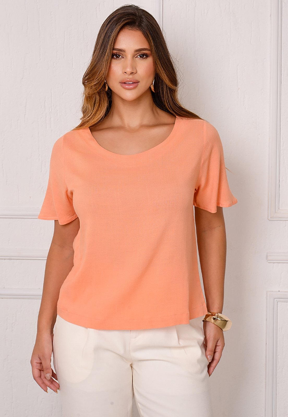 Vista 2 Blusa Viscose M/C BBonnie Leona azul BBonnie azul