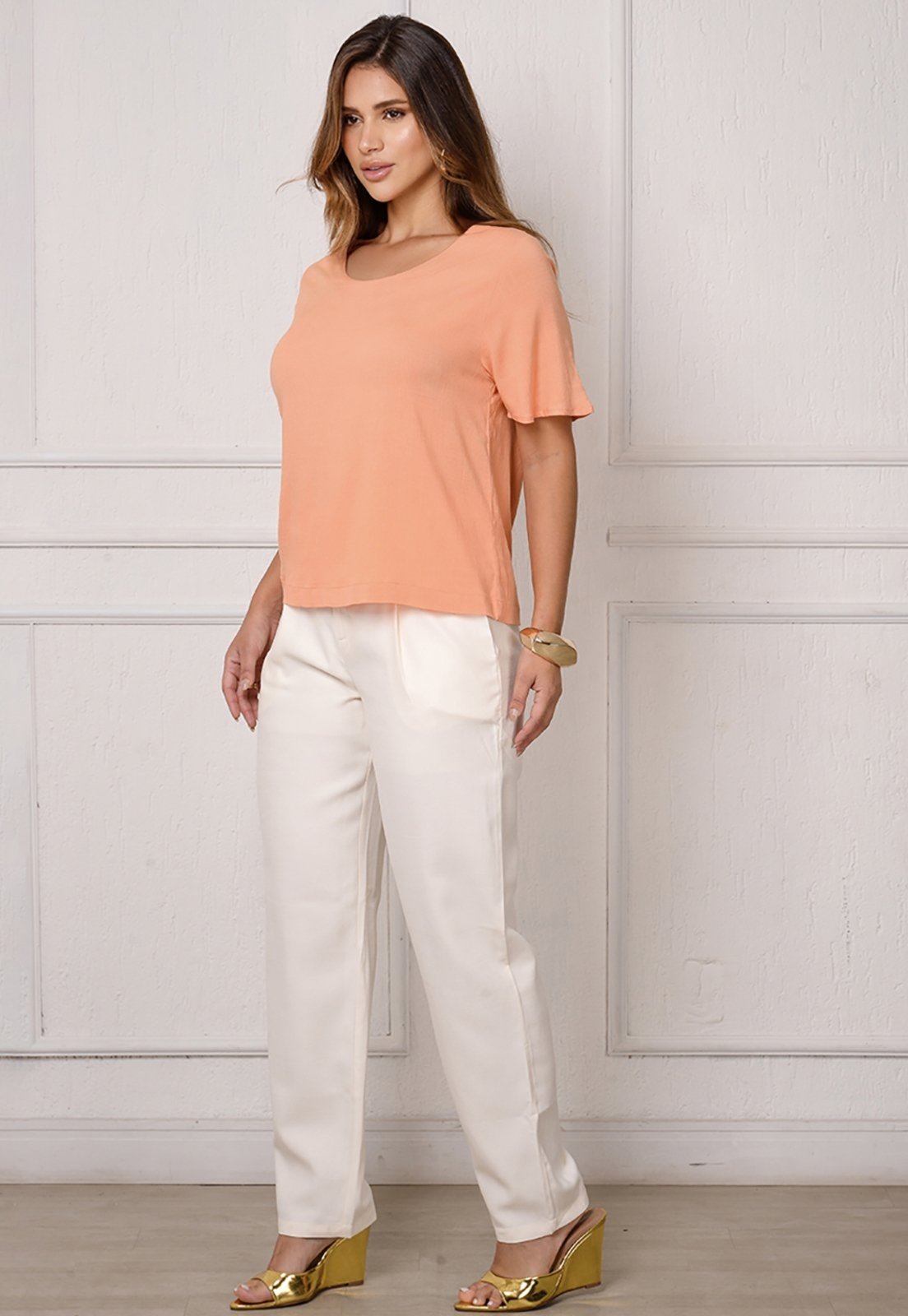 Vista 3 Blusa Viscose M/C BBonnie Leona azul BBonnie azul