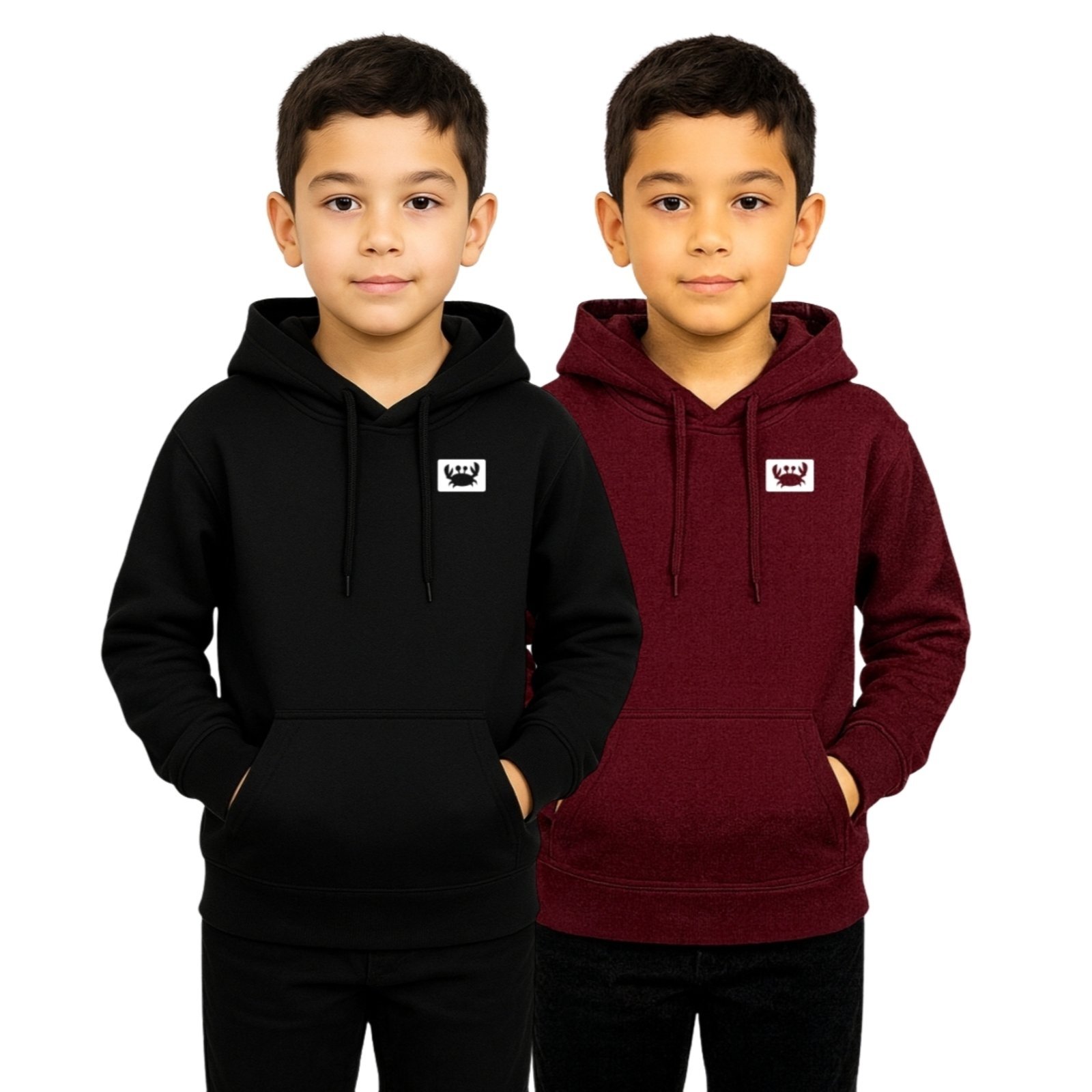 Infantil - Kit 2 Blusas de Moletom Liso Relaxado Canguru Com Capuz Macio Quente