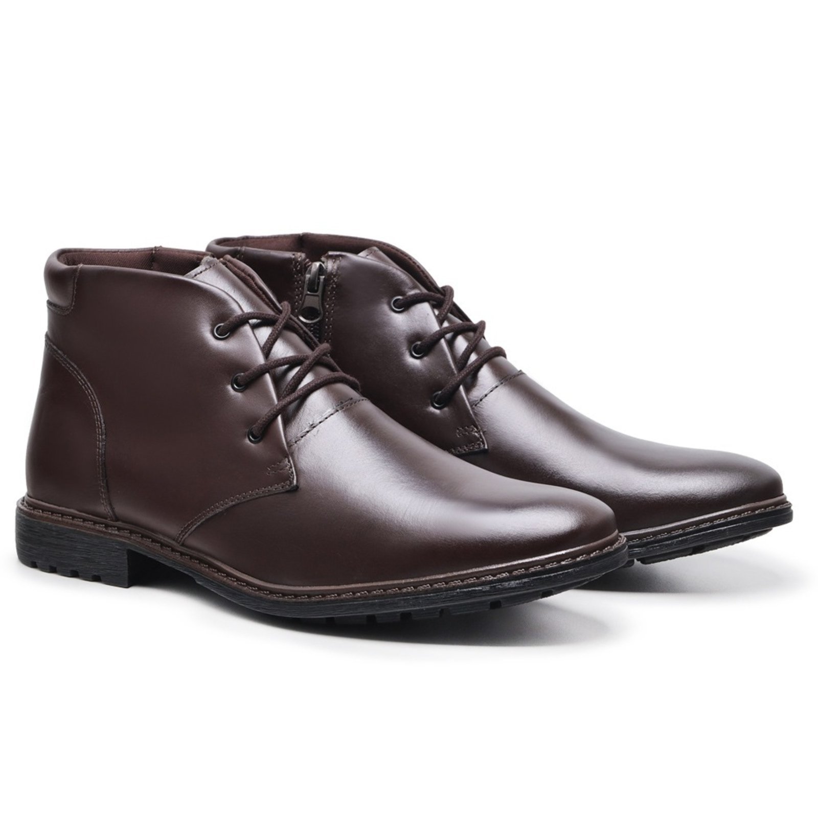 Bota Coturno Social Casual Masculino De Couro Marrom Calce Fácil Carmelo Shoes