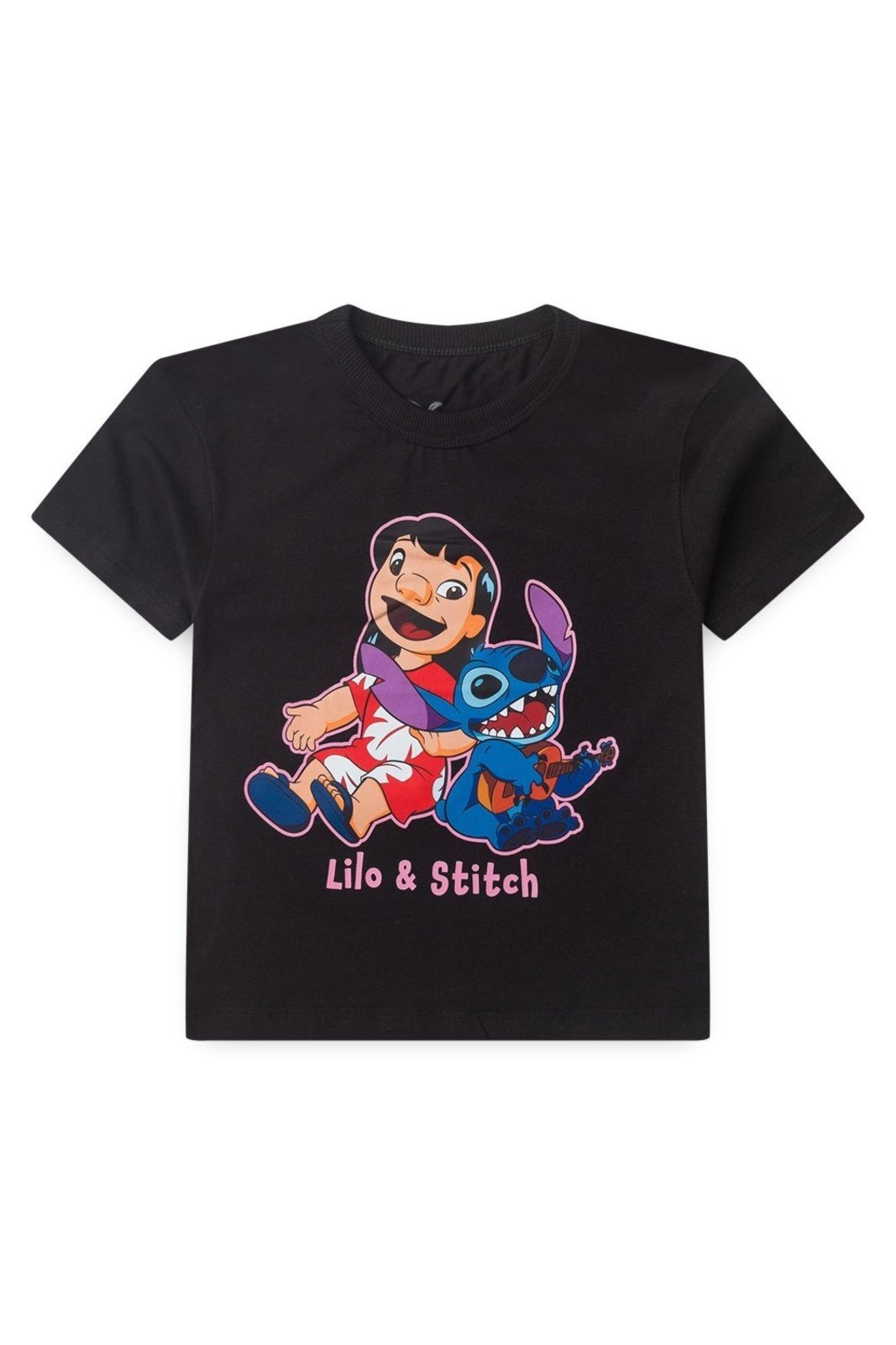 Infantil – Camiseta Disney Feminina Oversized Stitch Preta