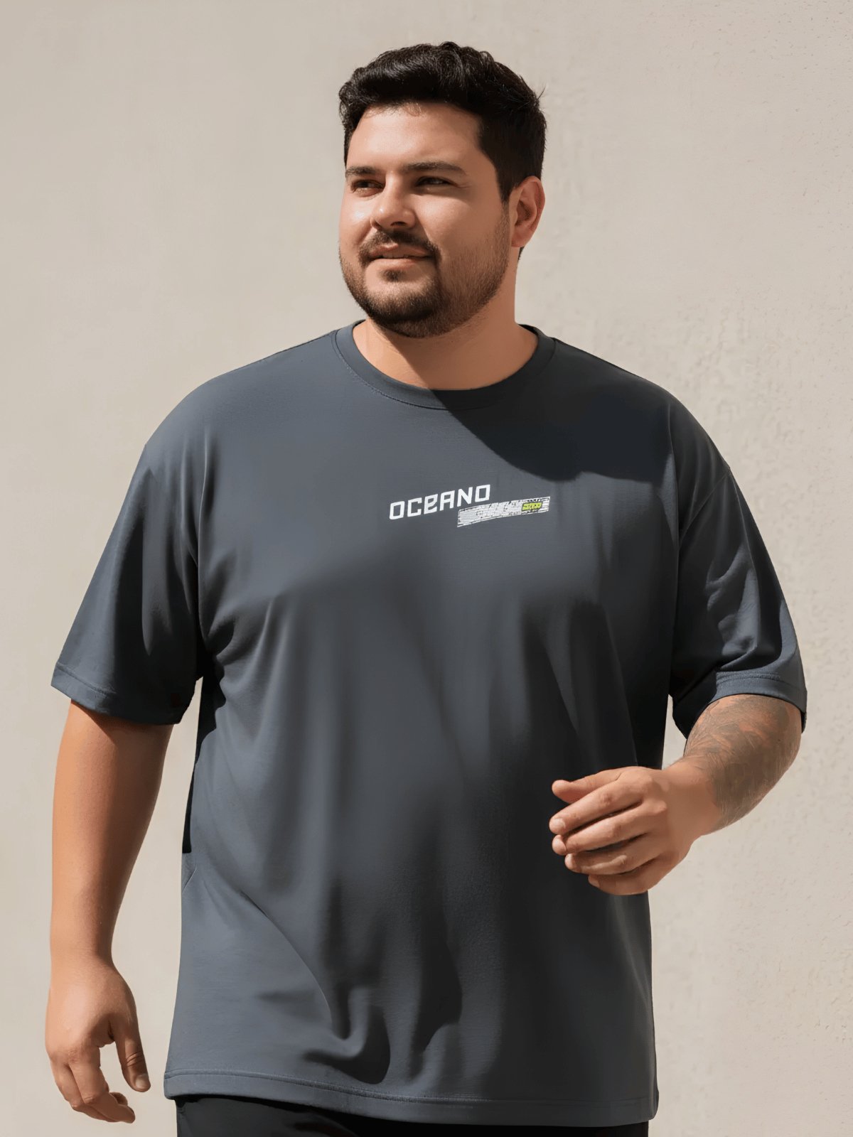 Camiseta Masculina Plus Size Básica Dry-Fit Tech Oceano