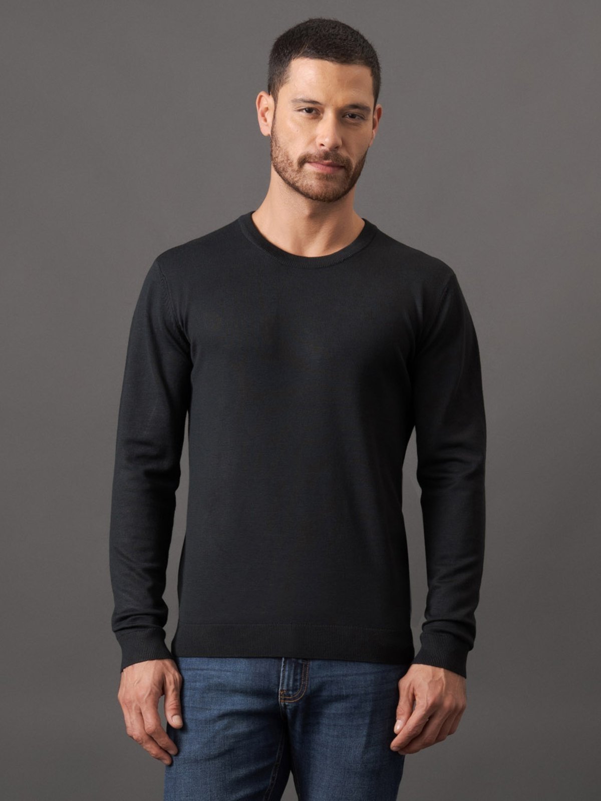Tricot Masculino Decote Redondo Calvin Klein - Preto Calvin Klein Jeans