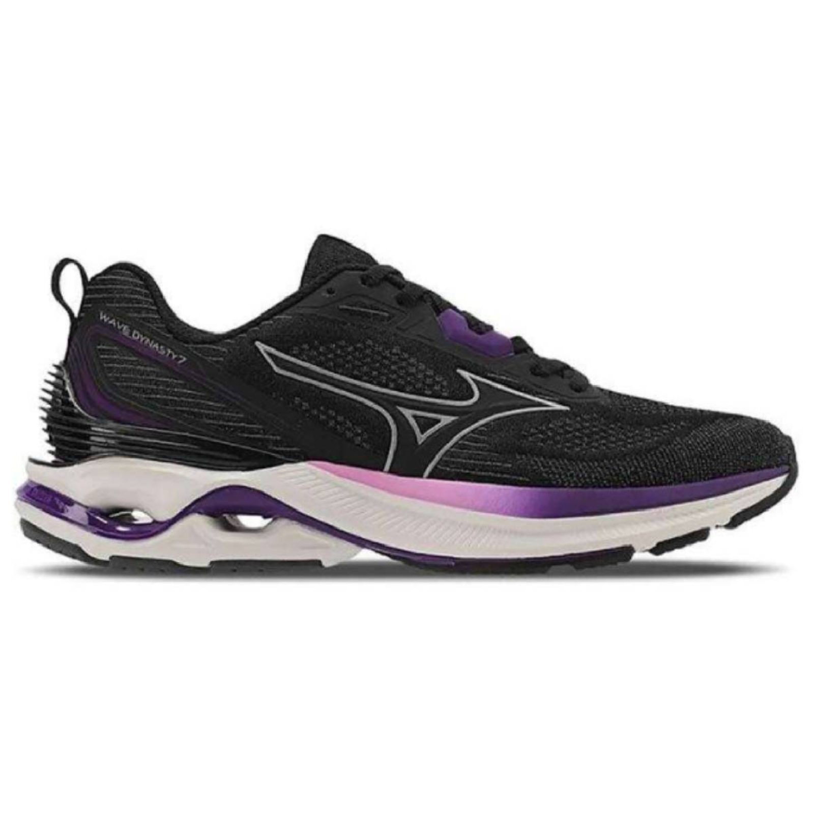 Tênis Mizuno Wave Dynasty 7 – Feminino – Preto-Roxo
