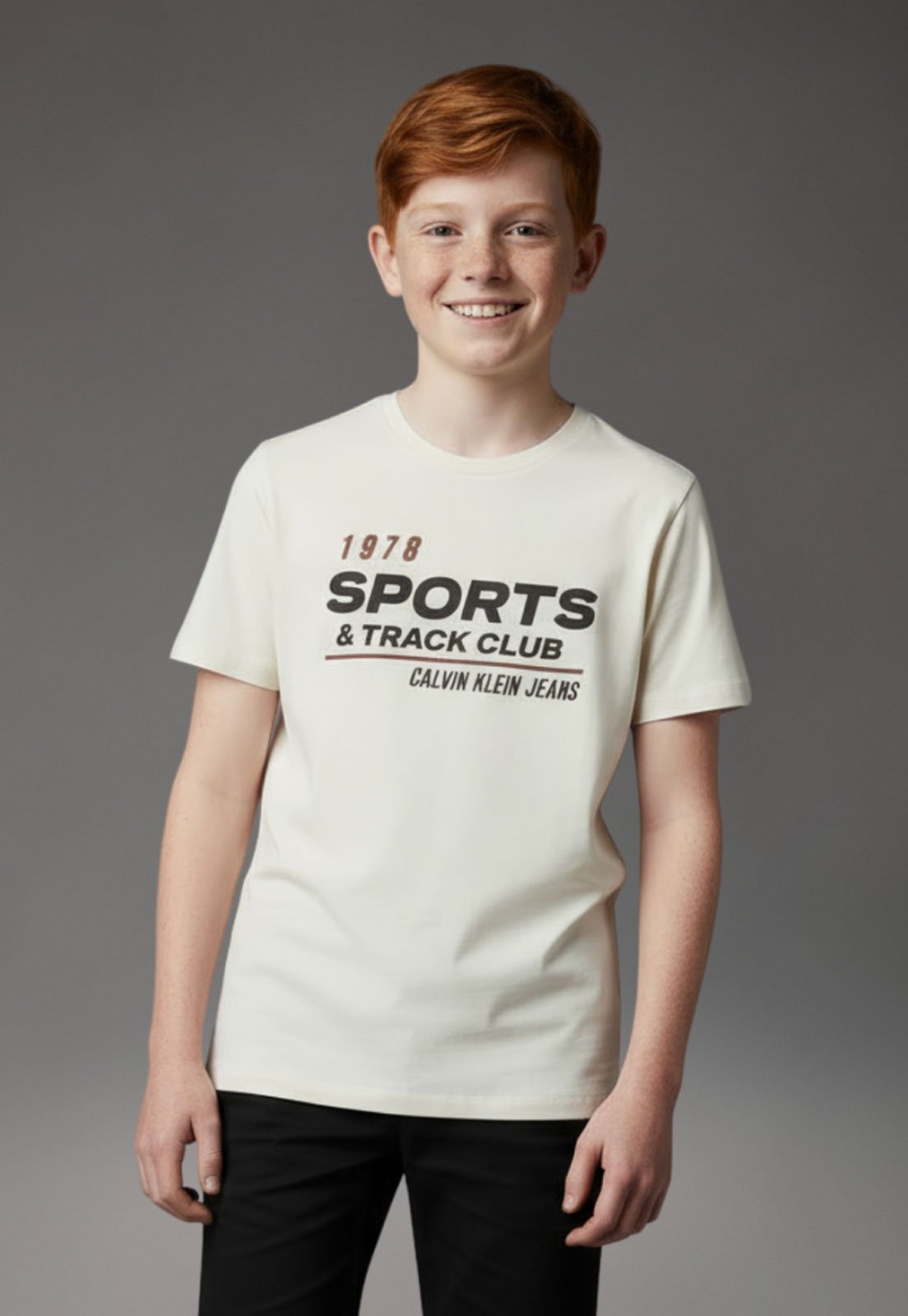 Infantil - Camiseta Calvin Klein Estampa Esportiva Branca