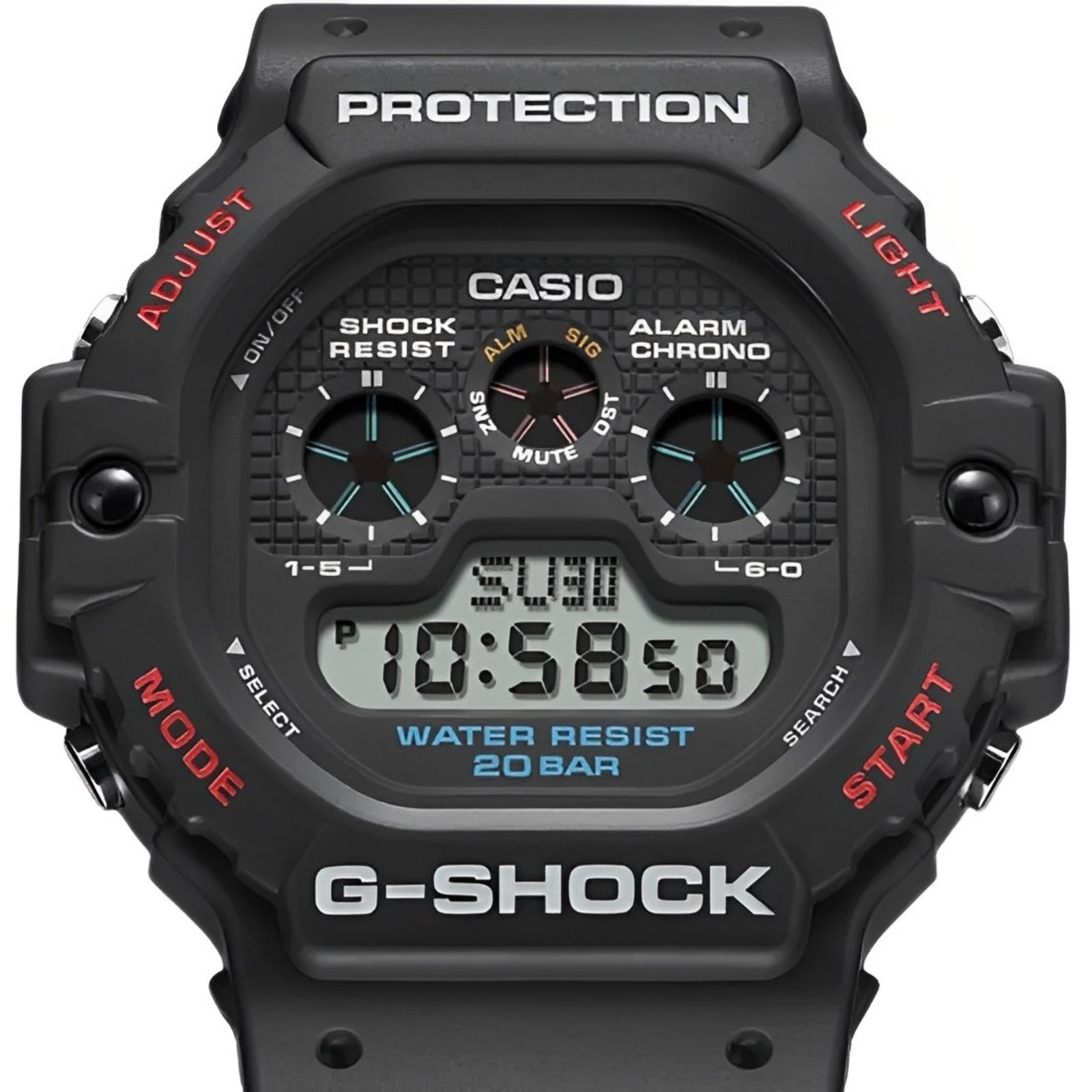 Vista 3 Relógio Casio G-Shock Digital DW-5900-1DR preto Casio preto
