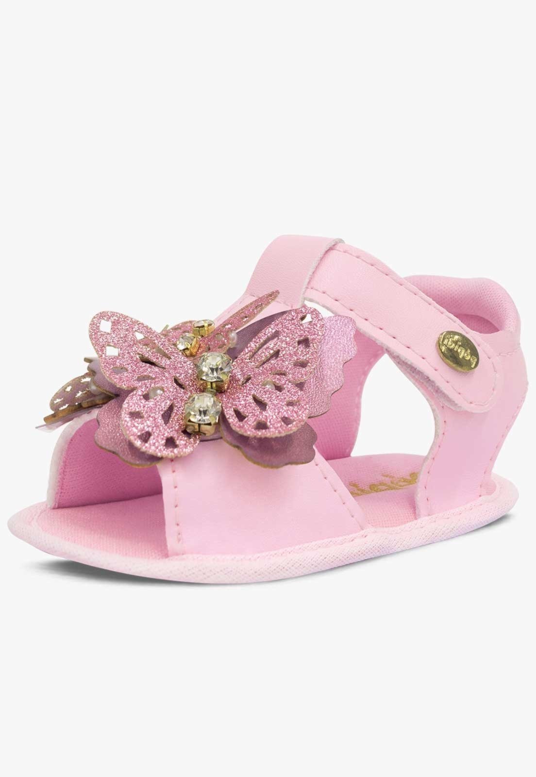 Infantil – Sandália Pópidi Recém-Nascido Menina Moda Borboletas Rosa