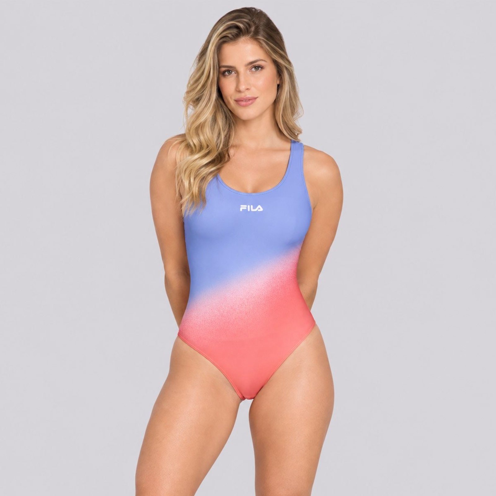 Maiô Fila Austrália Print Feminino Azul e Vermelho