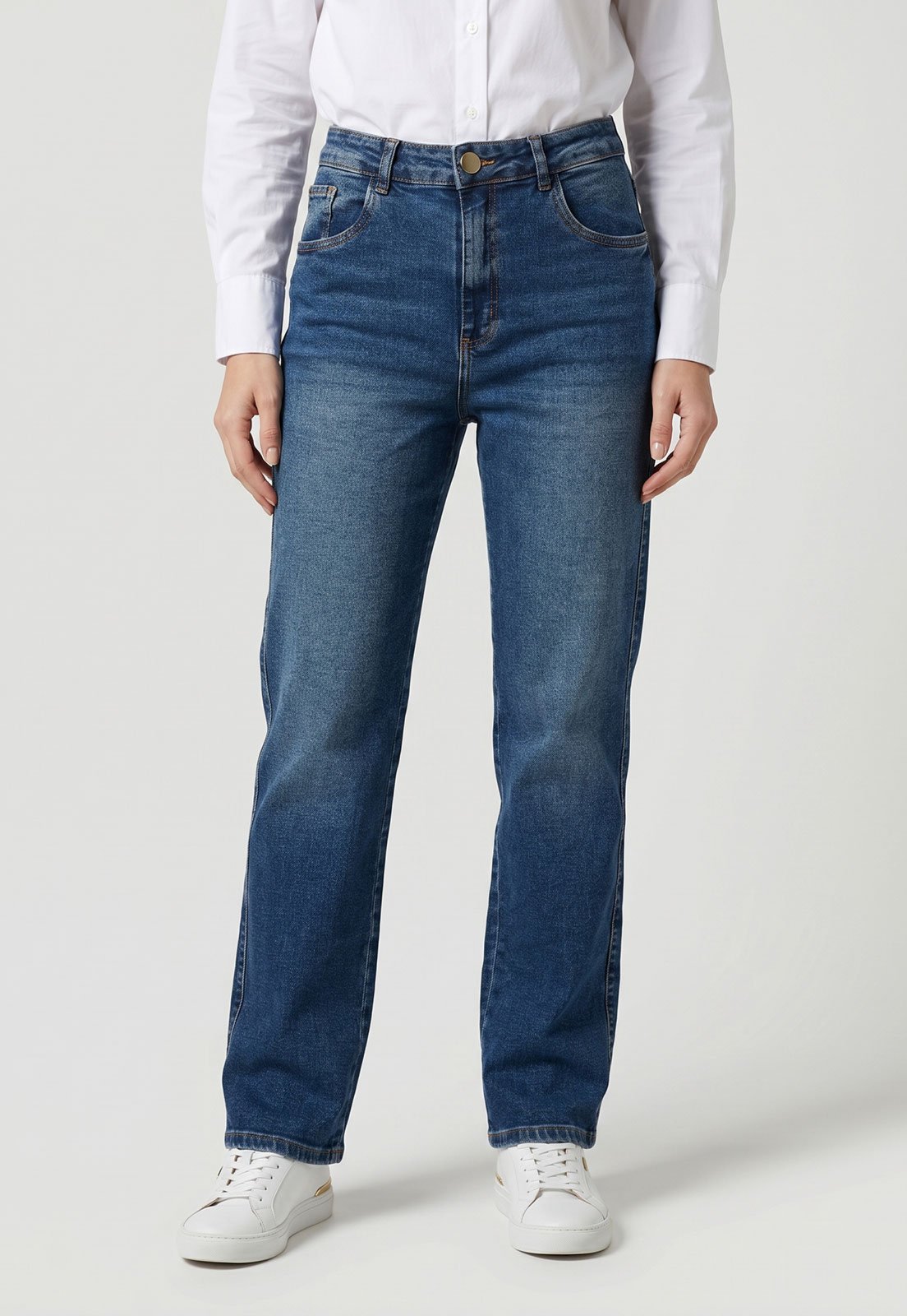 Calça Feminina Lança Perfume Jeans Reta Azul