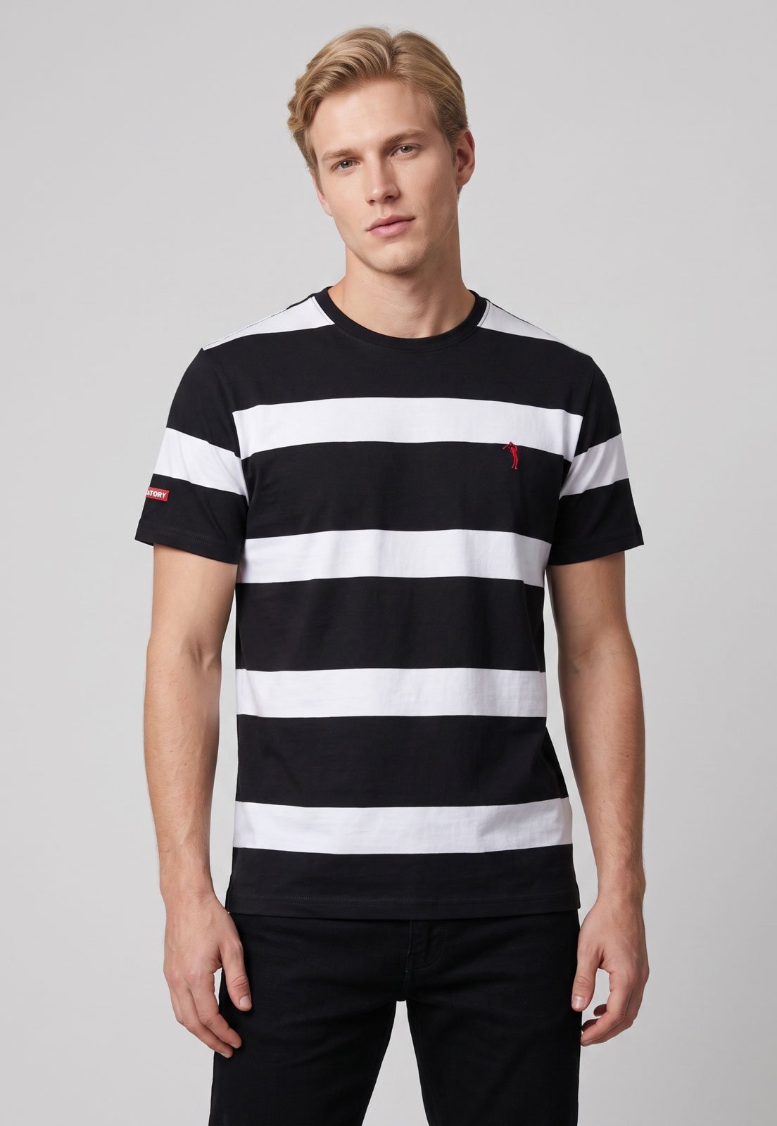 Camiseta Masculina Aleatory Listrada Preta
