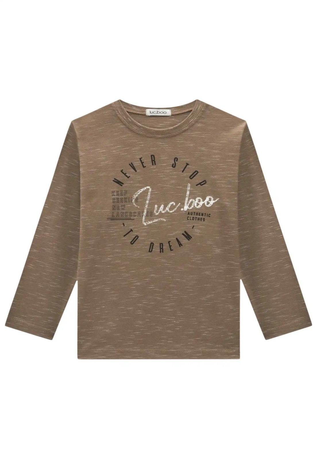 Infantil - Camisa Manga Longa Never Stop Menino LucBoo 10 Bege