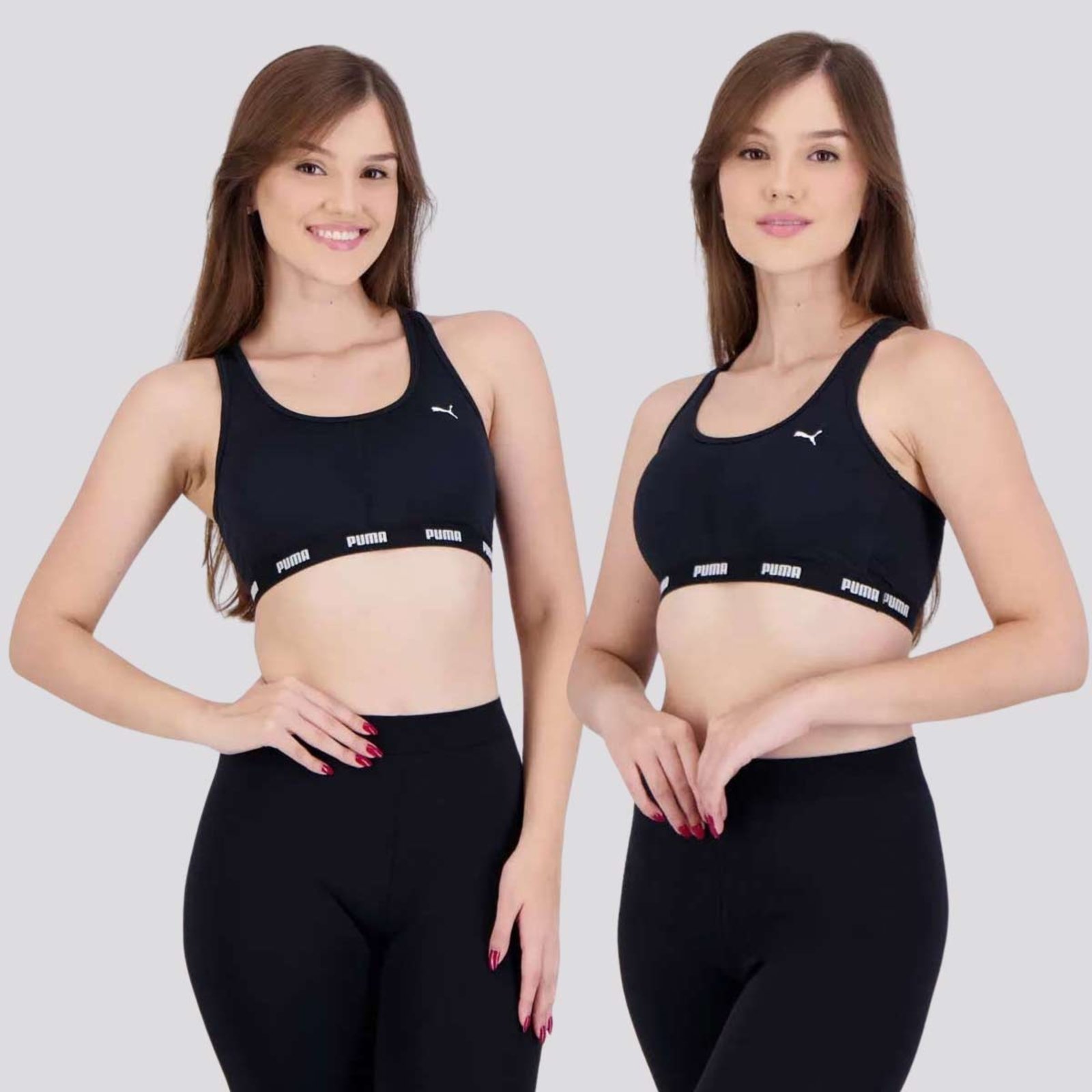 Kit 2 Tops Puma com Bojo Removível Feminino Preto