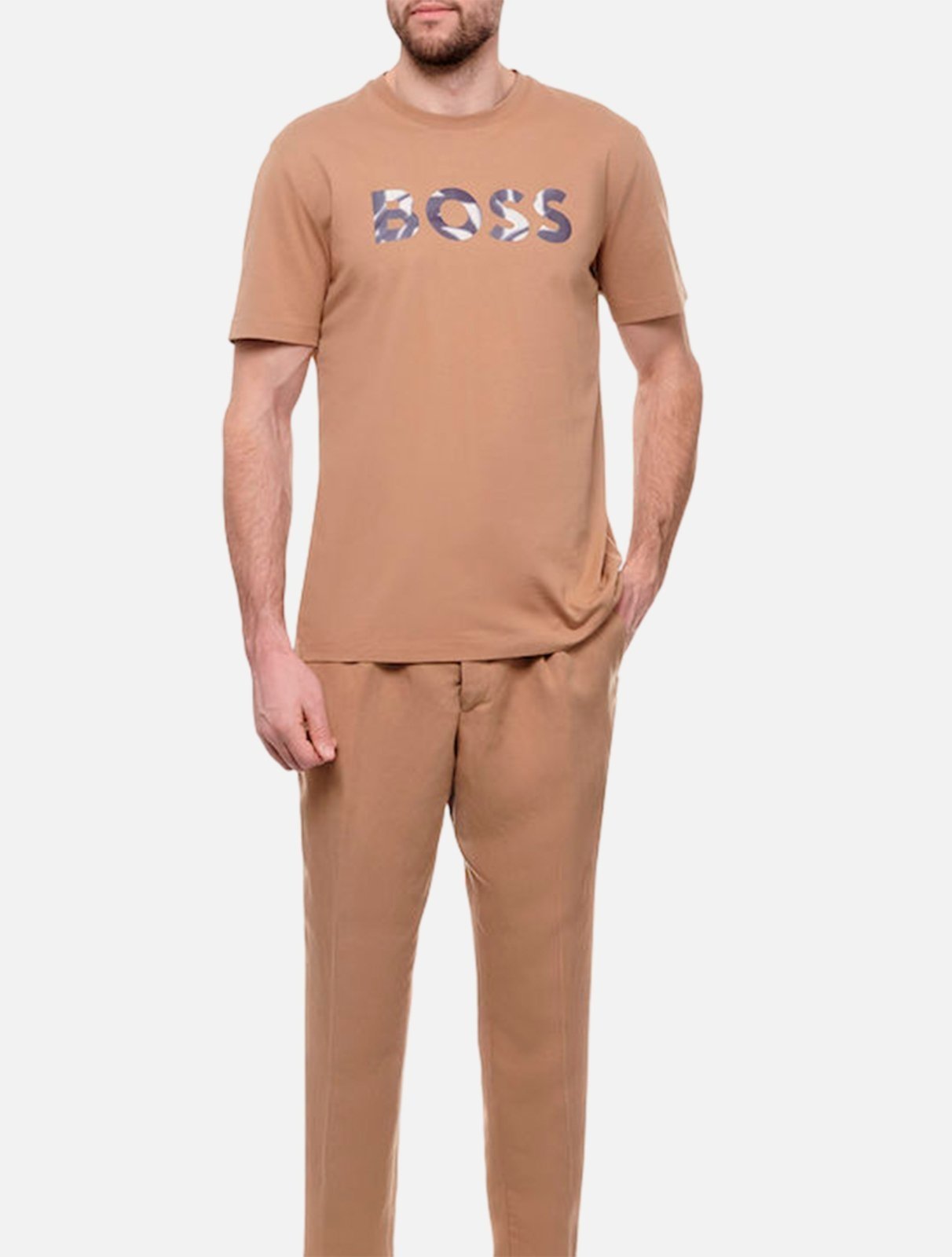 Camiseta Hugo Boss Masculina Thompson 15 Regular Cáqui