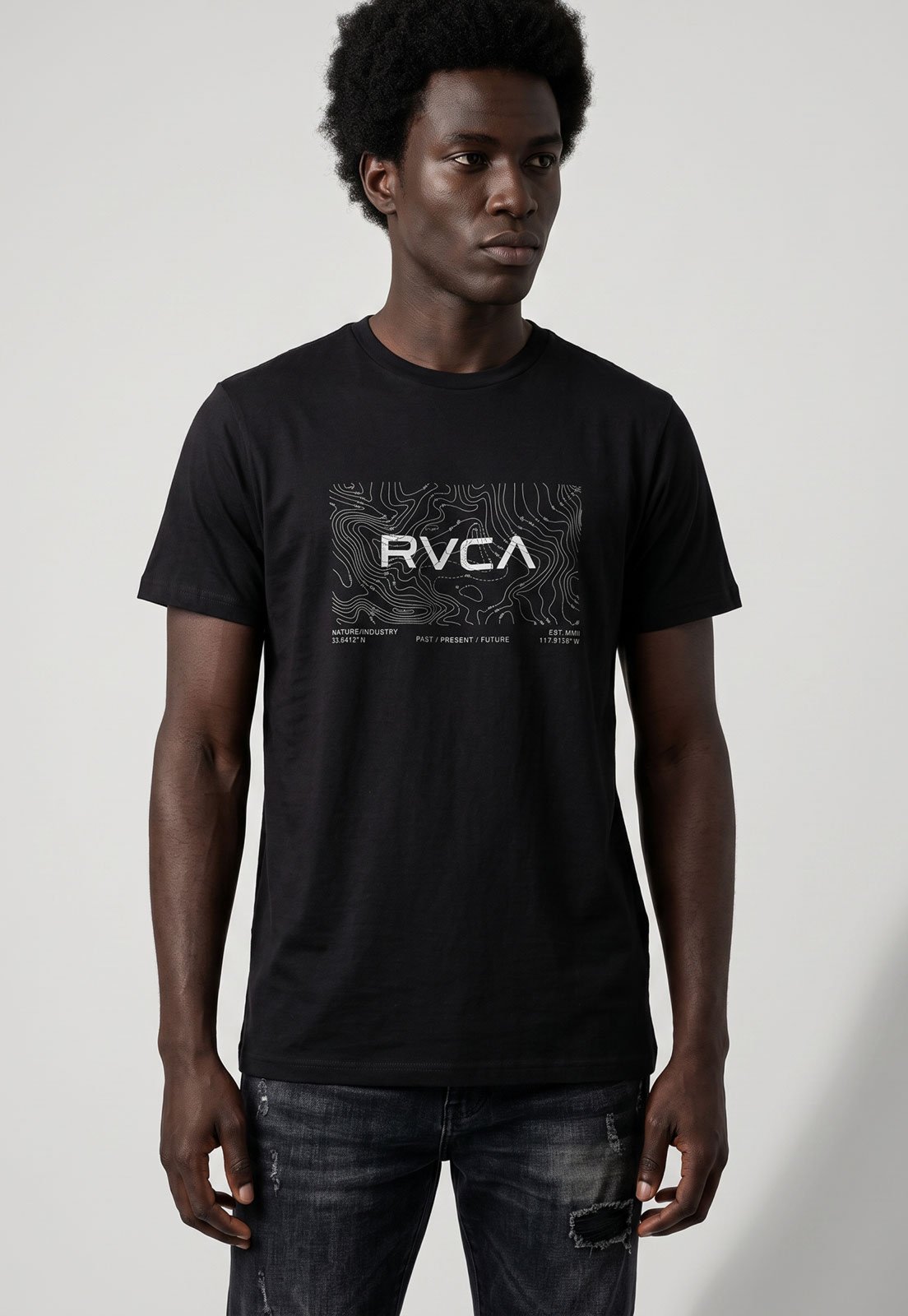 Camiseta Masculina RVCA Estampada Preta
