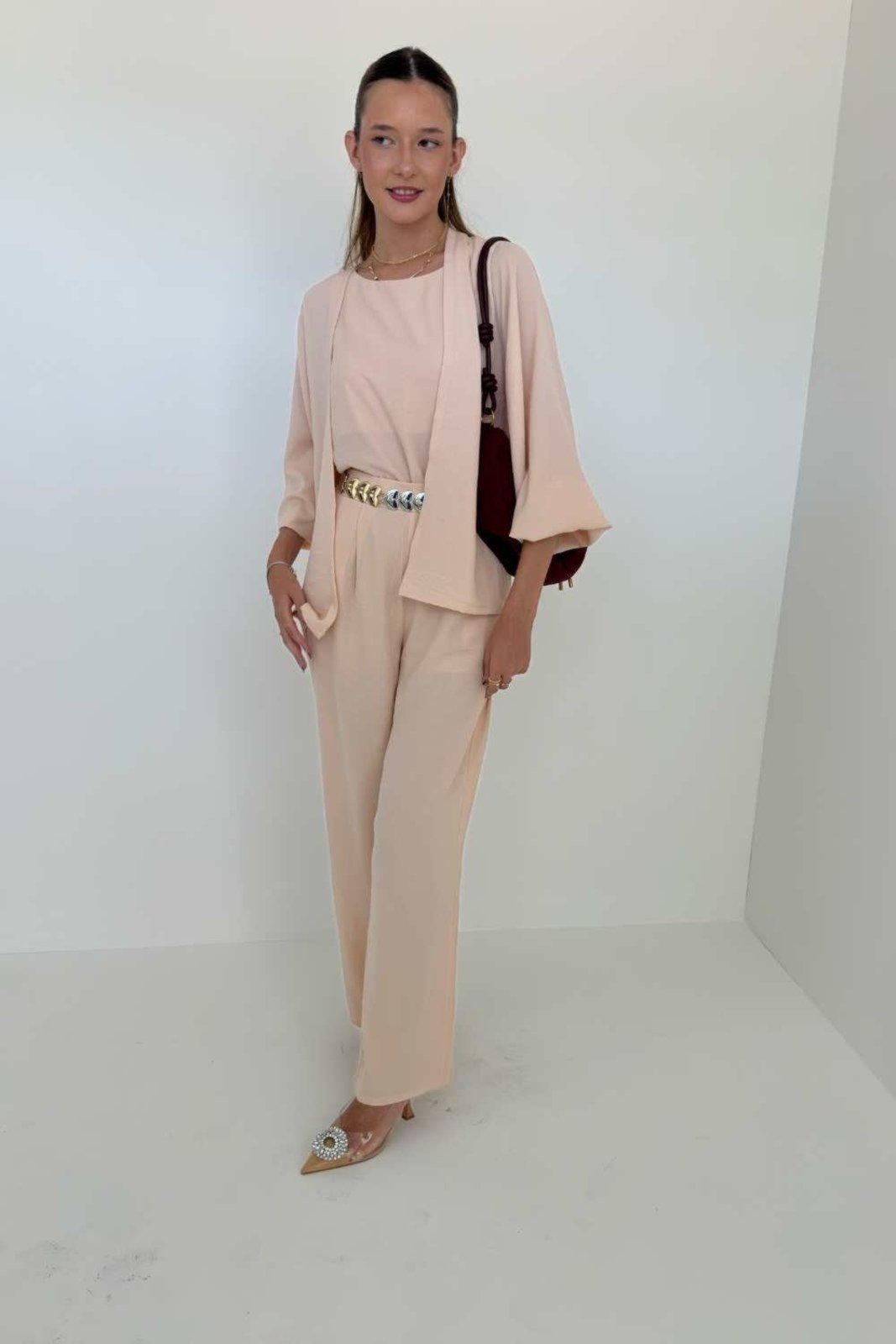 Cardigan Vanibele Crepe Rosa Claro