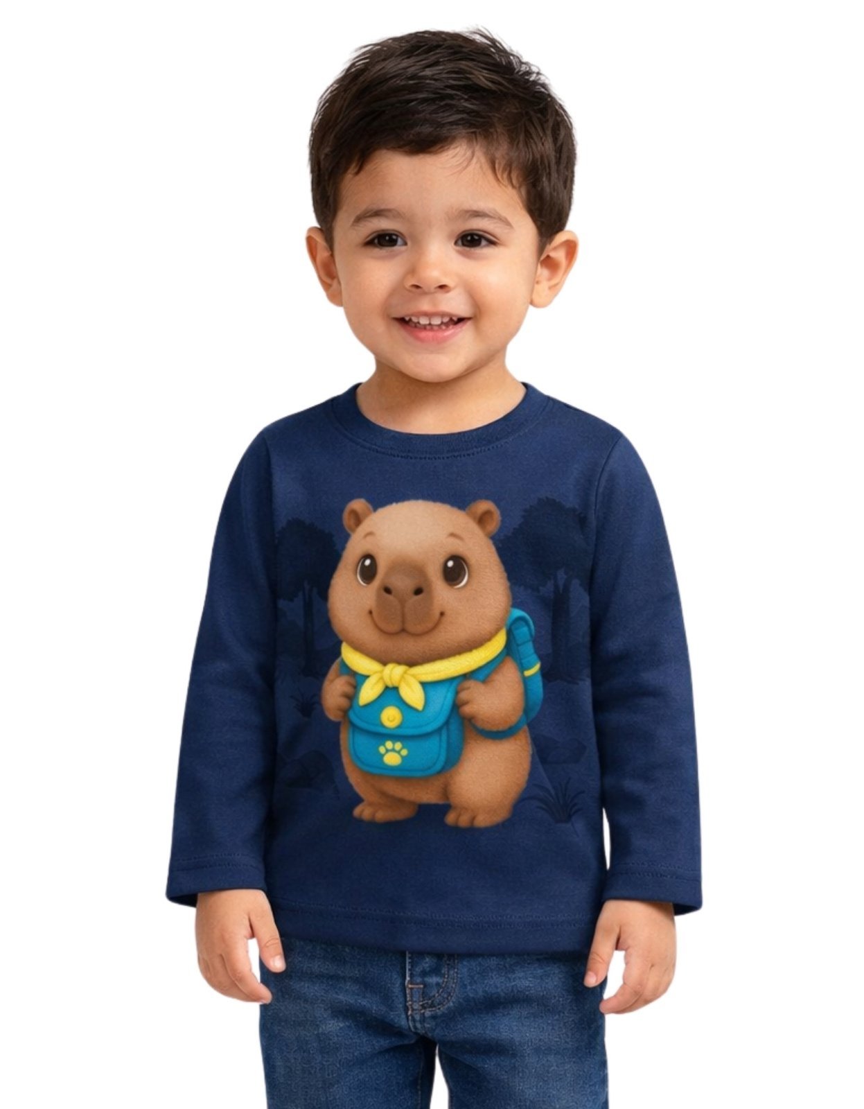 Vista 3 Infantil - Camiseta Manga Longa Kyly Urso azul Kyly azul