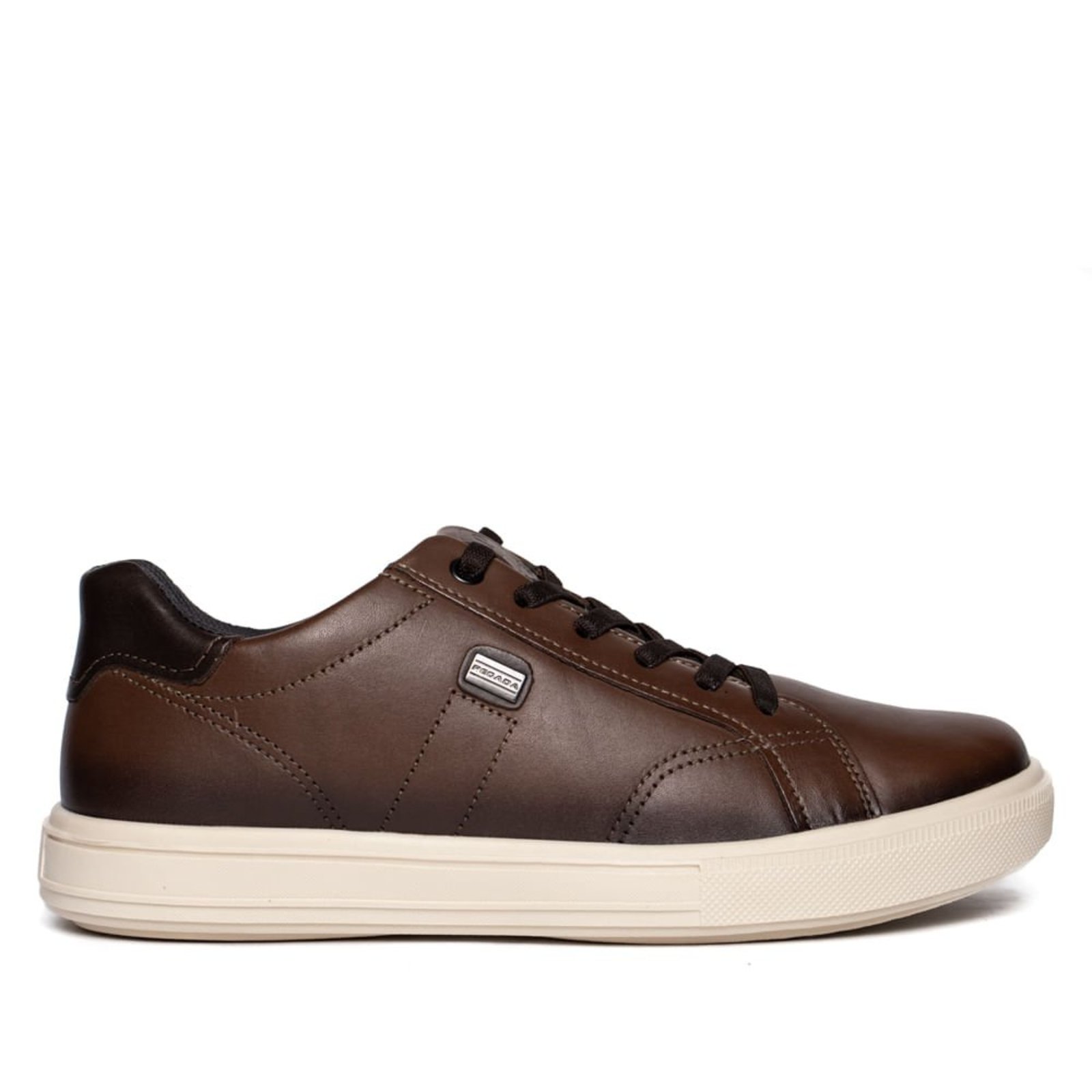 Sapatênis Masculino Pegada Stretch Couro Marrom/Branco