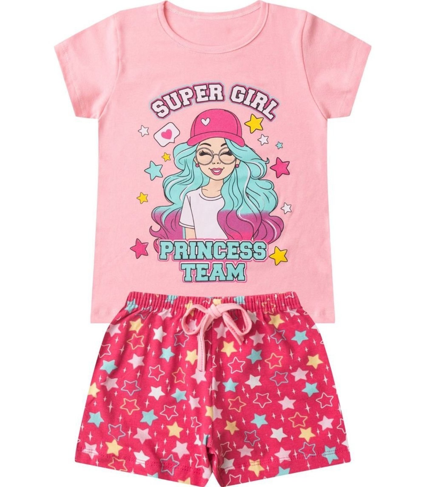 Infantil - Conjunto Menina Básico Curto Kappes Rosa