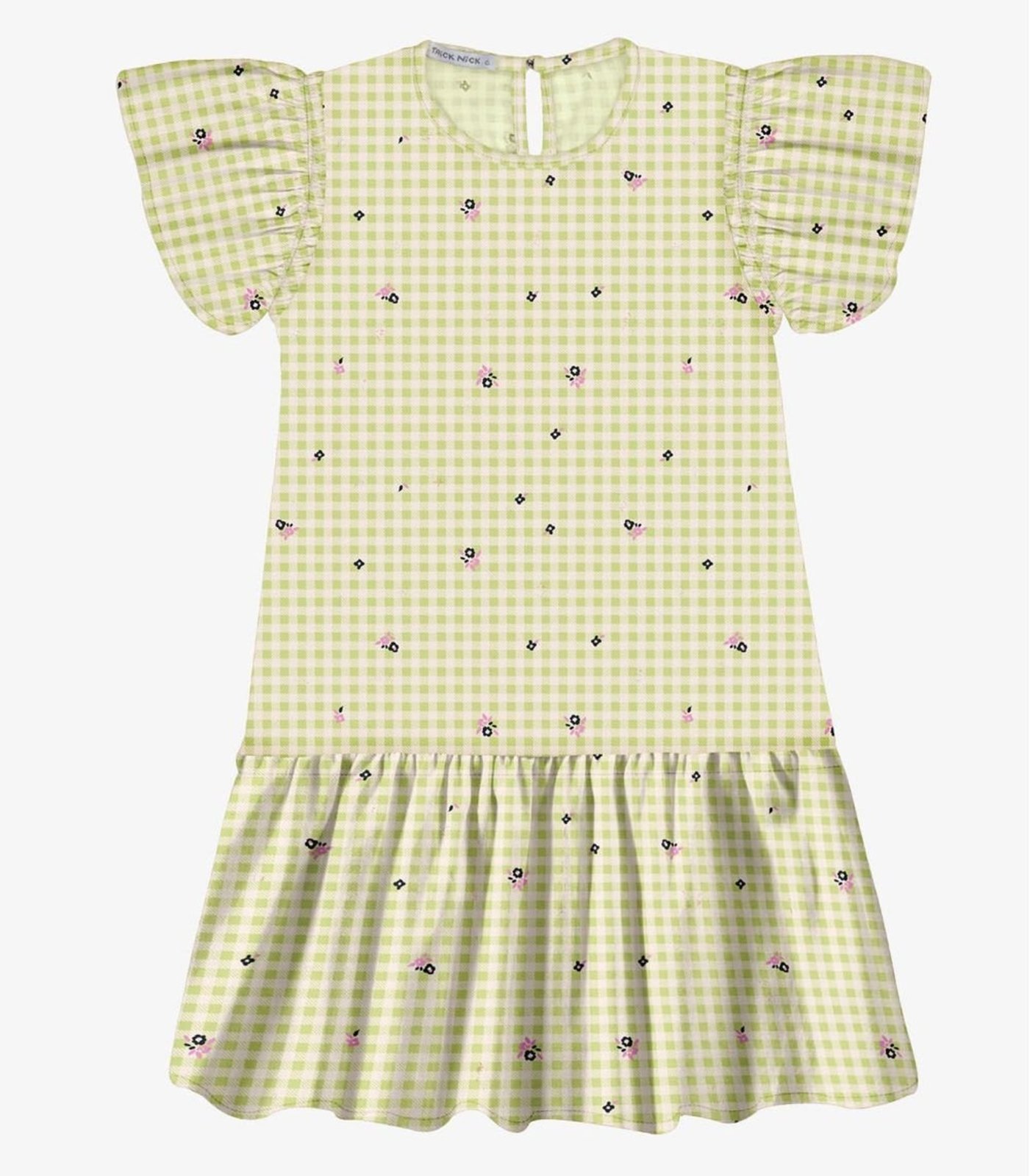 Infantil - Vestido Popeline Estampado Trick Nick Verde