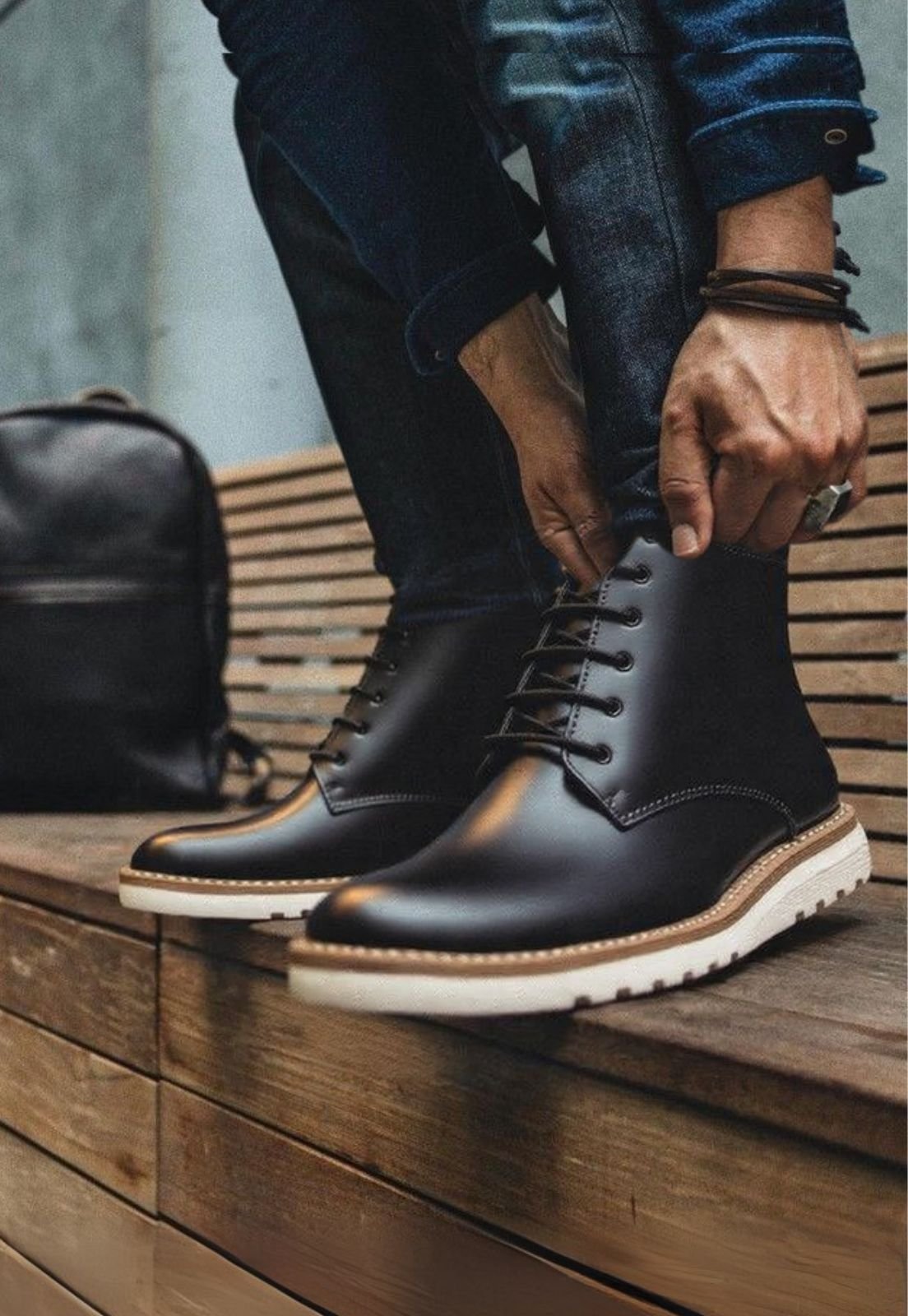 Bota Casual Masculina Couro Oxford Conforto Clube do Sapato de Franca DFT Ohio Preta Preto