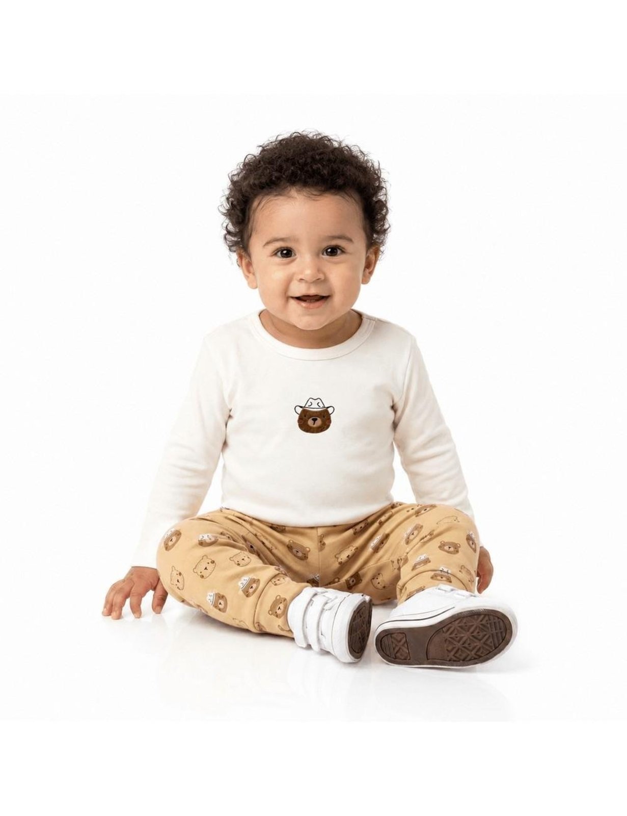 Infantil - Conjunto Menino Urso Cowboy Alphabeto Off e Paçoca Off-white