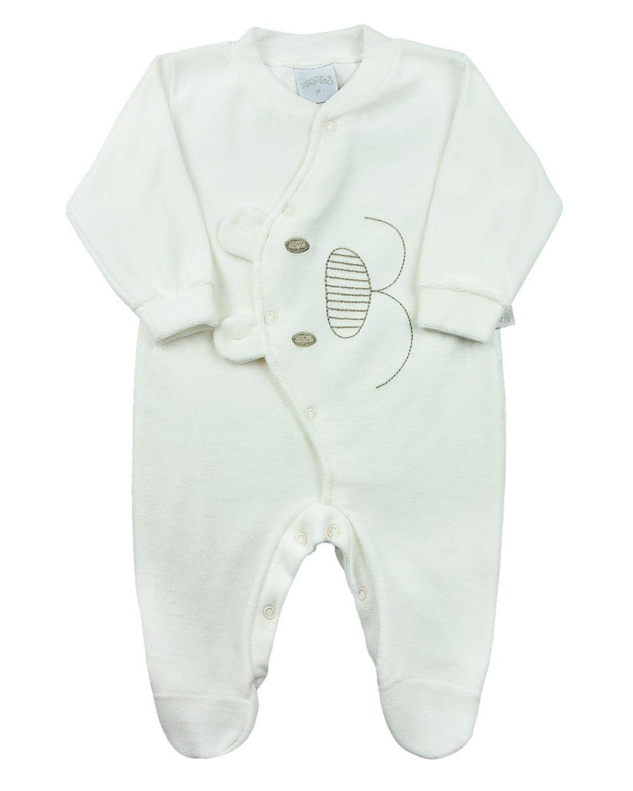 Infantil – Macacão Plush Urso com Orelhas Soltas – Natural