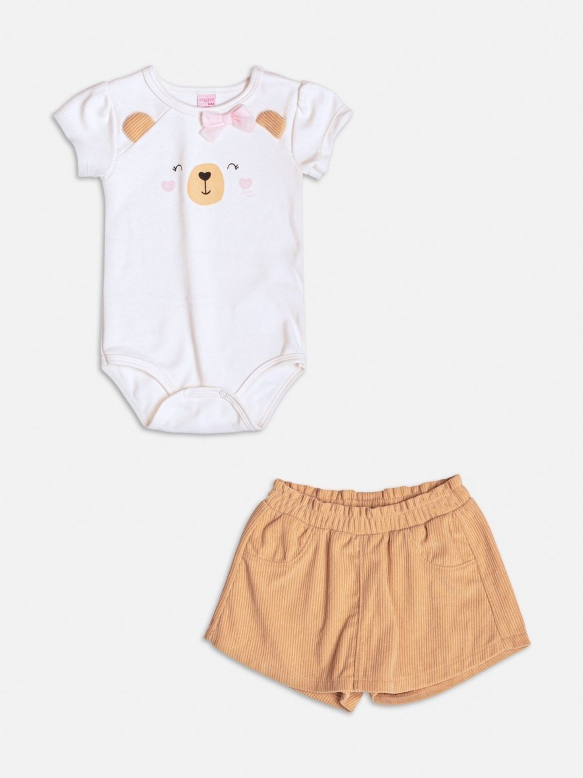 Infantil - Conjunto Bege com Estampa de Urso