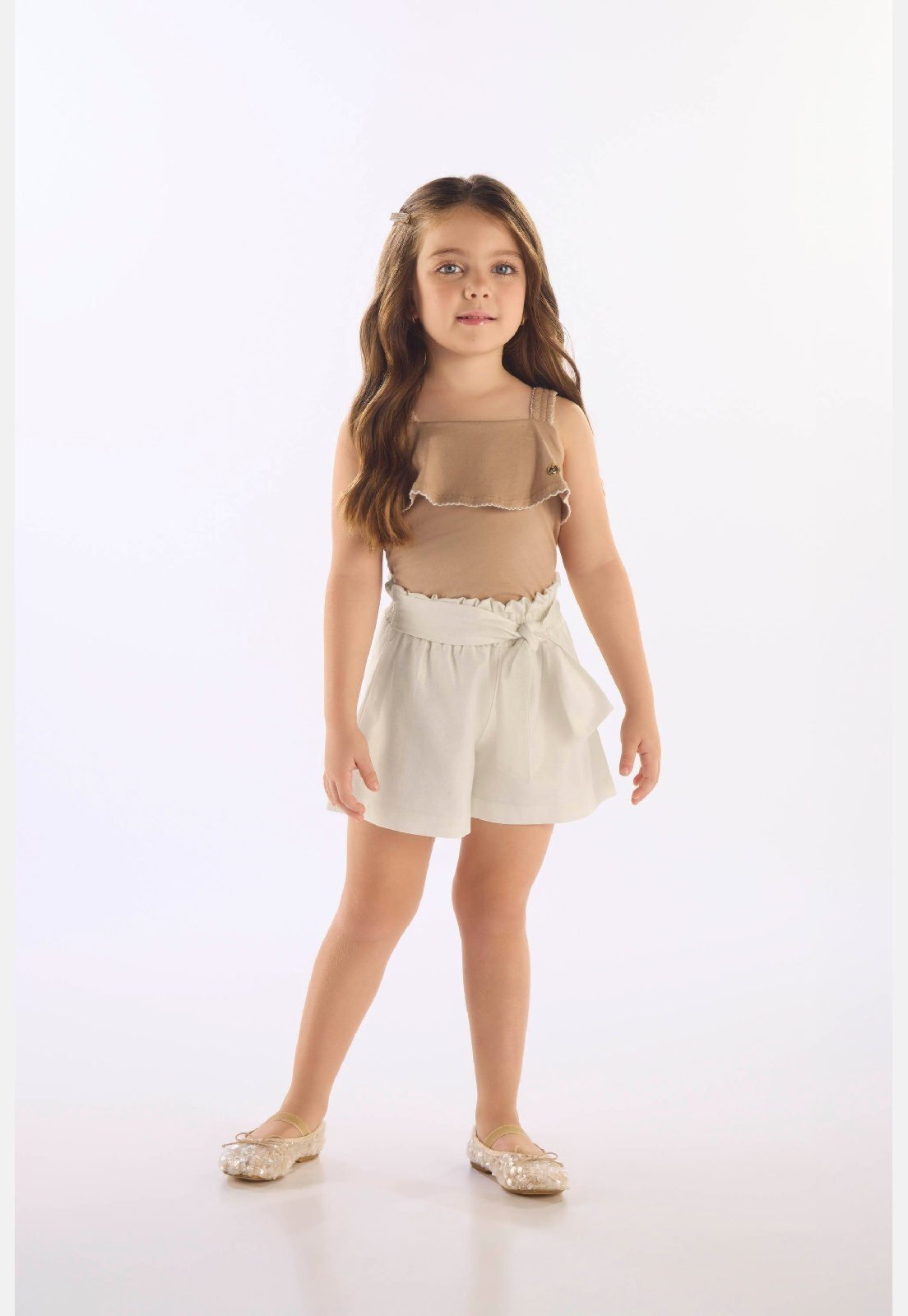 Infantil - Conjunto Regata Algodão Short Linho Up Baby Marrom
