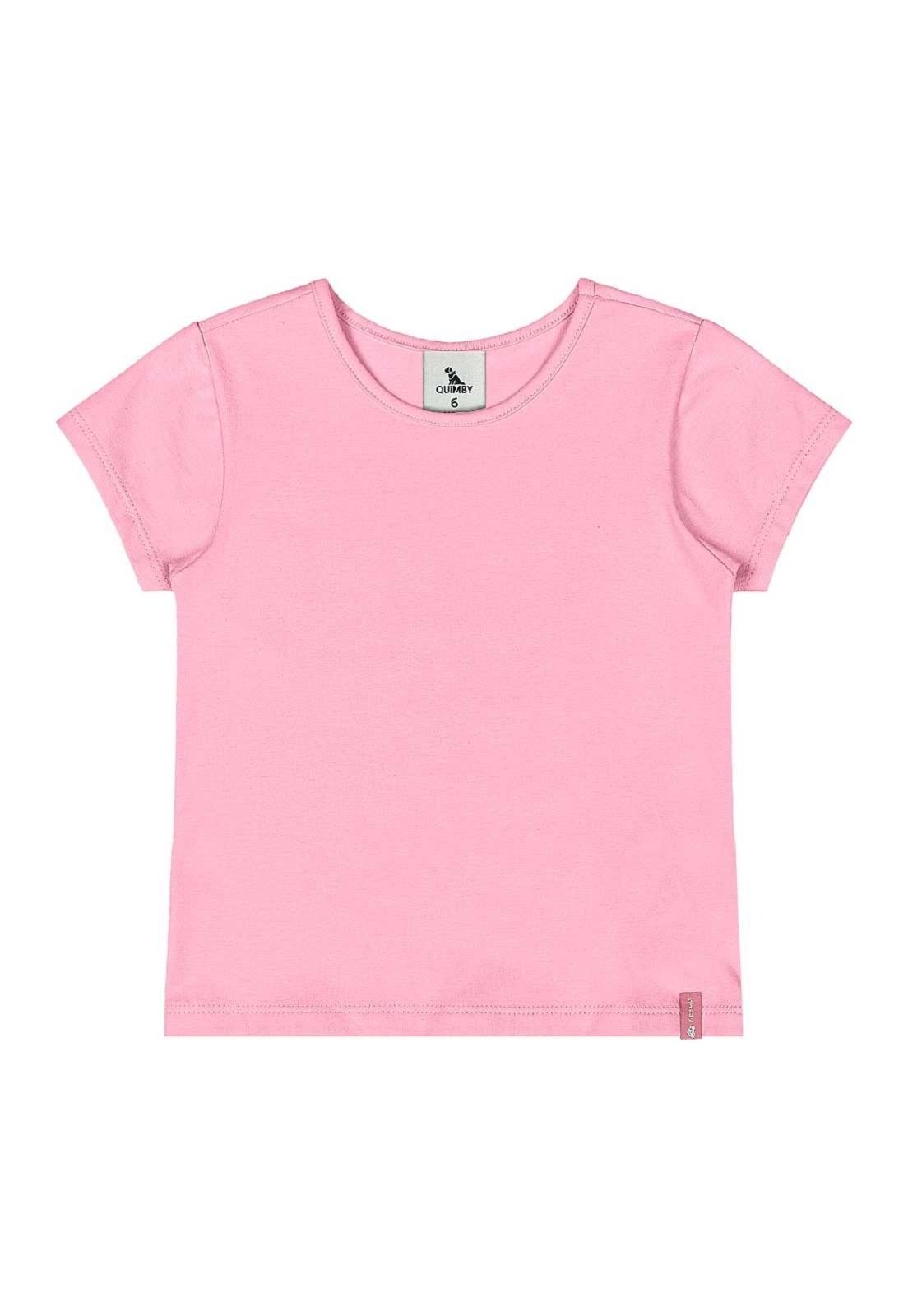 Infantil - Blusa Básica em Cotton Menina Quimby Rosa