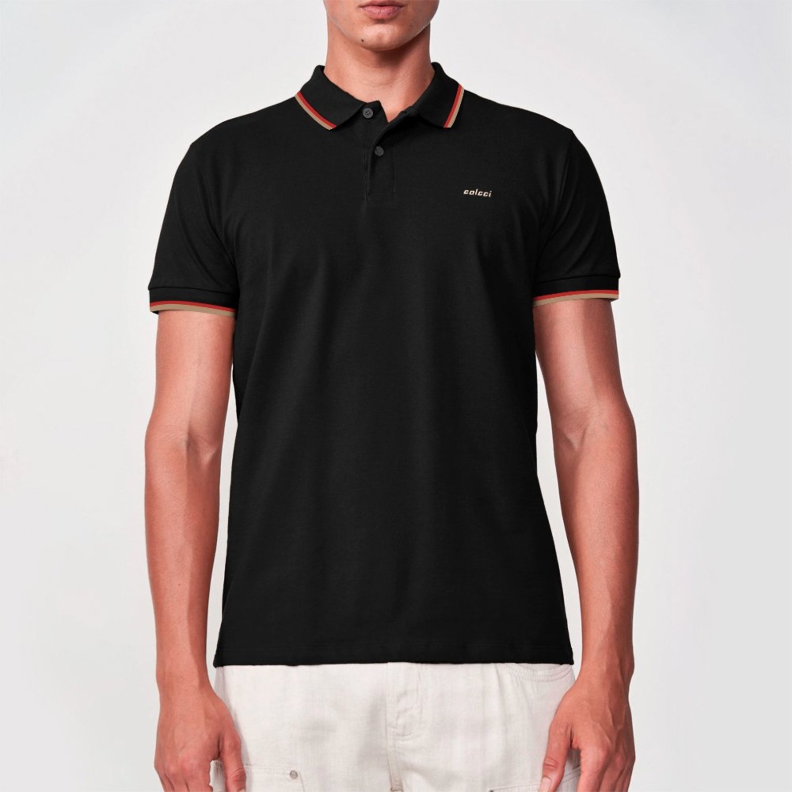 Vista 2 Camisa Polo Colcci Dual Line Ve26 Masculino preto Colcci preto