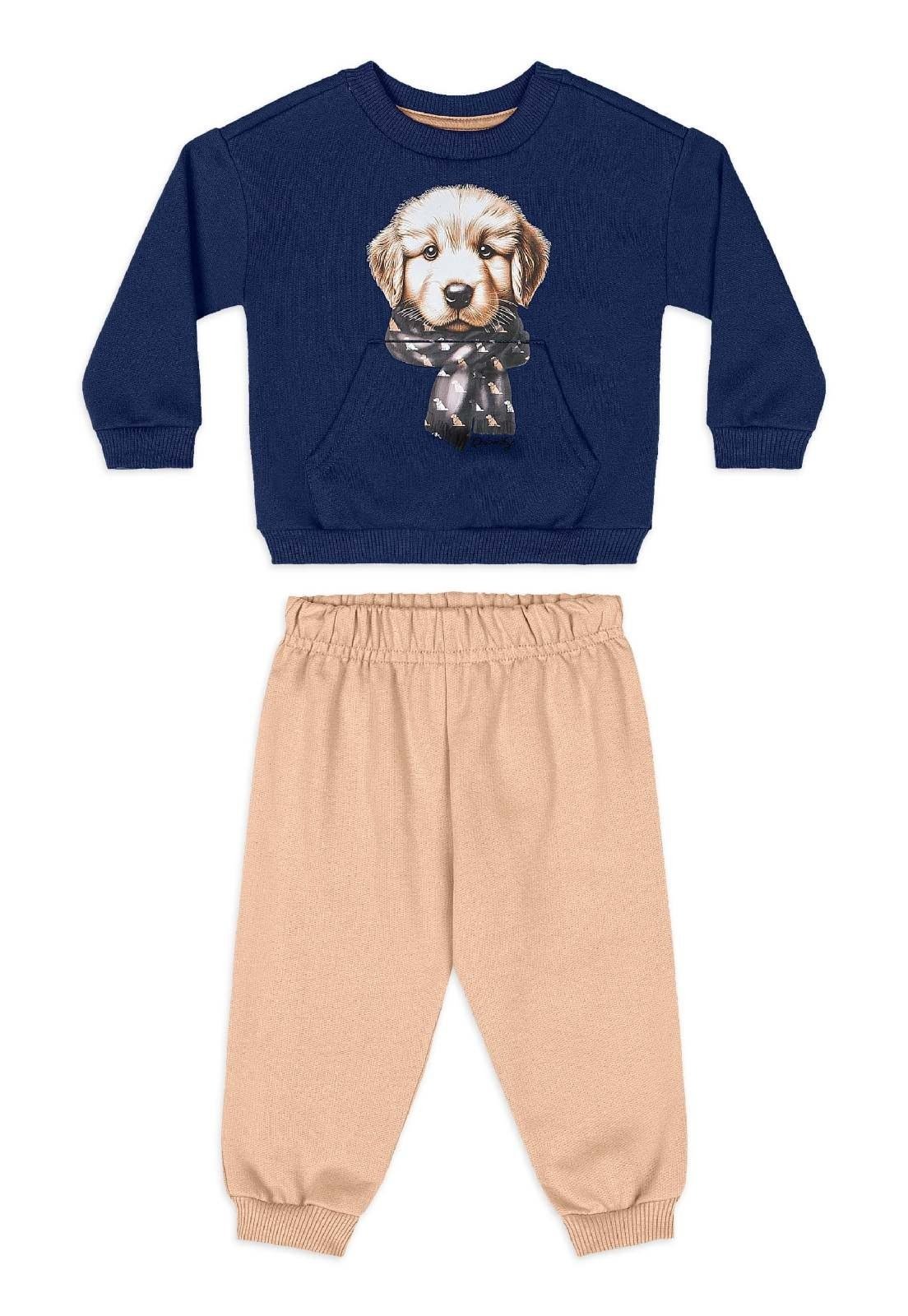 Infantil - Conjunto Menino Golden Puppy Quimby Branco