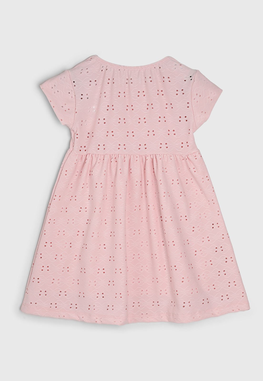 Vista 3 Vestido Manga Curta Kamylus Bordado Vazado rosa Kamylus rosa