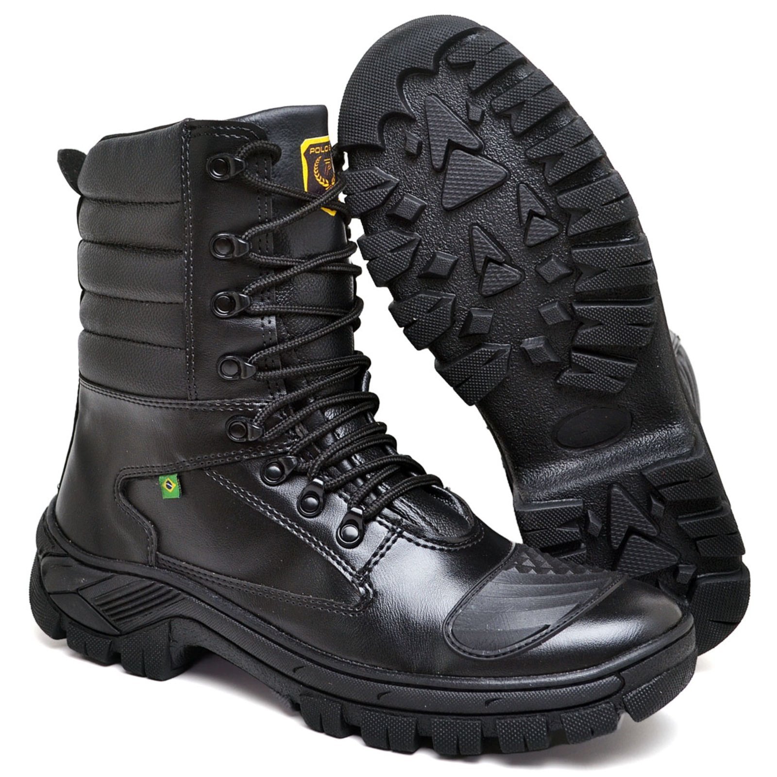 Bota Coturno Militar Masculina Cano Médio em Sintético Preta com Cadarço do 35 ao 44