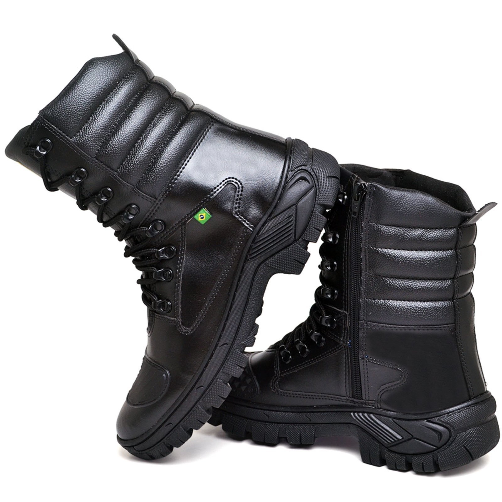 Vista 3 Bota Coturno Militar Masculina Cano Médio em Sintético Preta com Cadarço do ao 44 Polo Blu preto Polo Blu preto