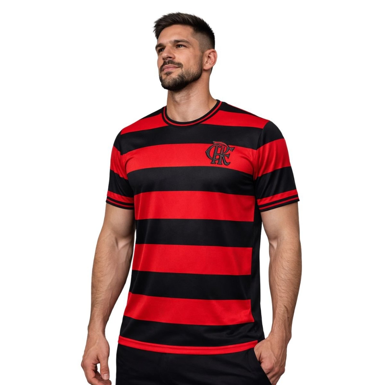 Camiseta Masculina Flamengo Jacquard Vermelho