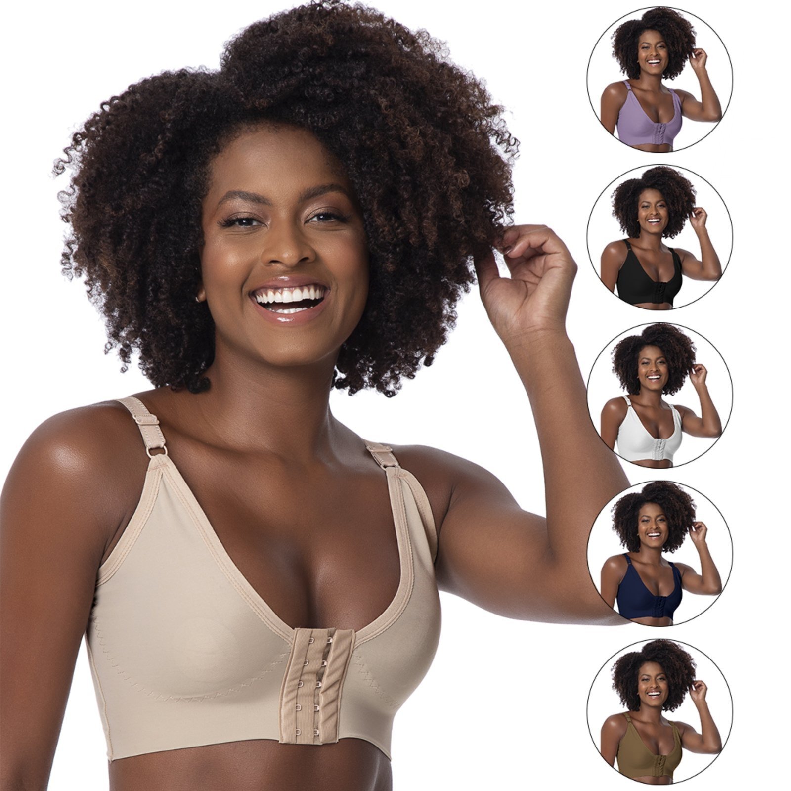 Kit 3 Soutiens Reforçados Gabi Lingerie Microfibra Cirúrgico Pós Operatório Silicone Multicolorido