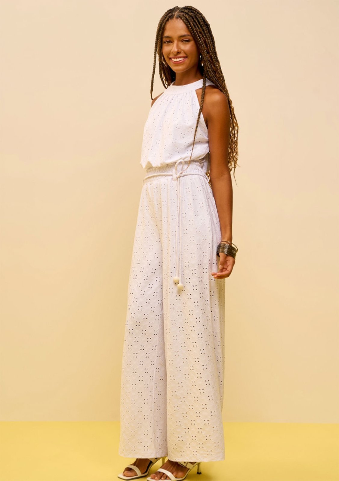 Vista 2 Blusa Zinco Ajustada Gola Alta Sem Alça Padrão Off-white off-white white Zinco off-white white