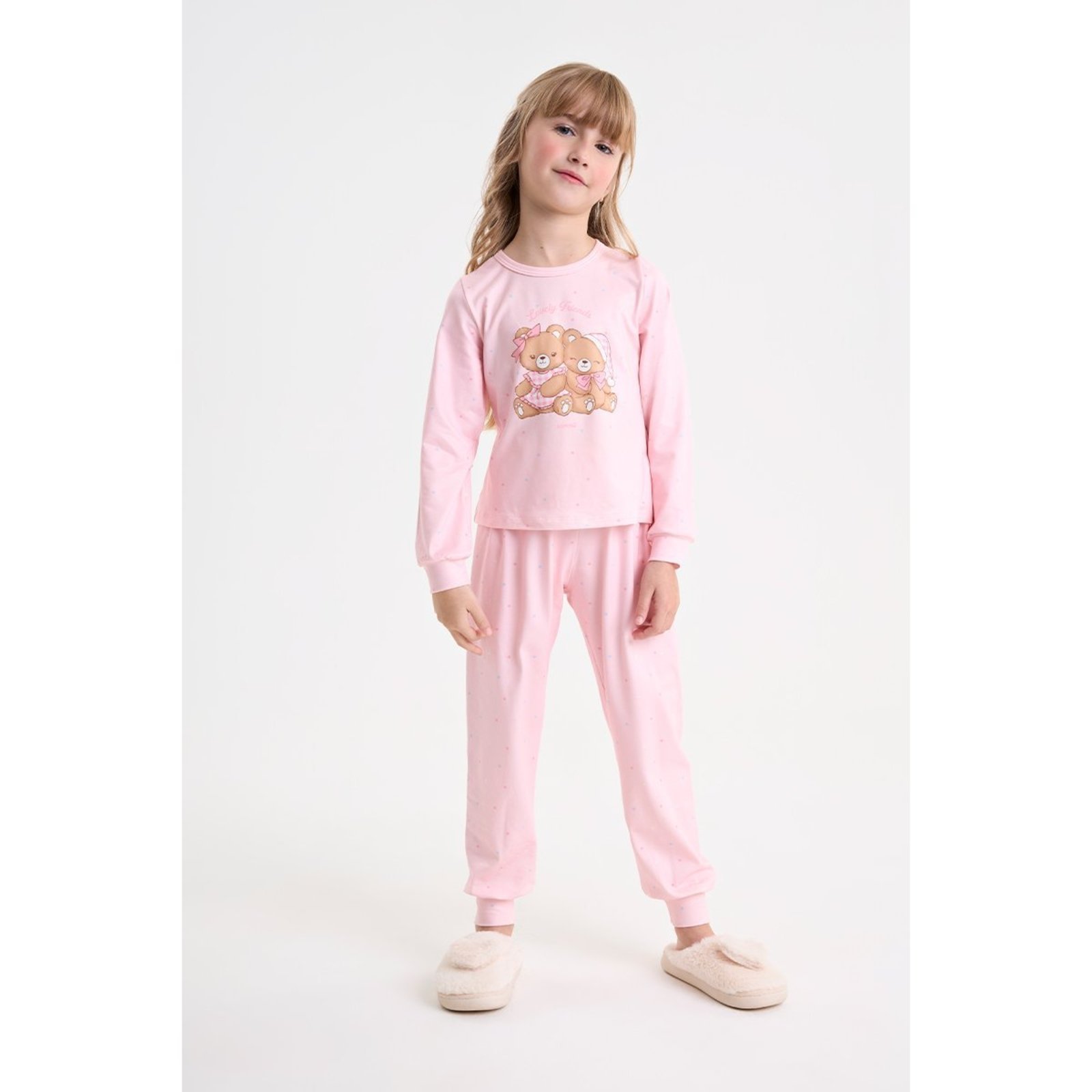 Infantil - Pijama Feminino Blusa e Calça em Modal