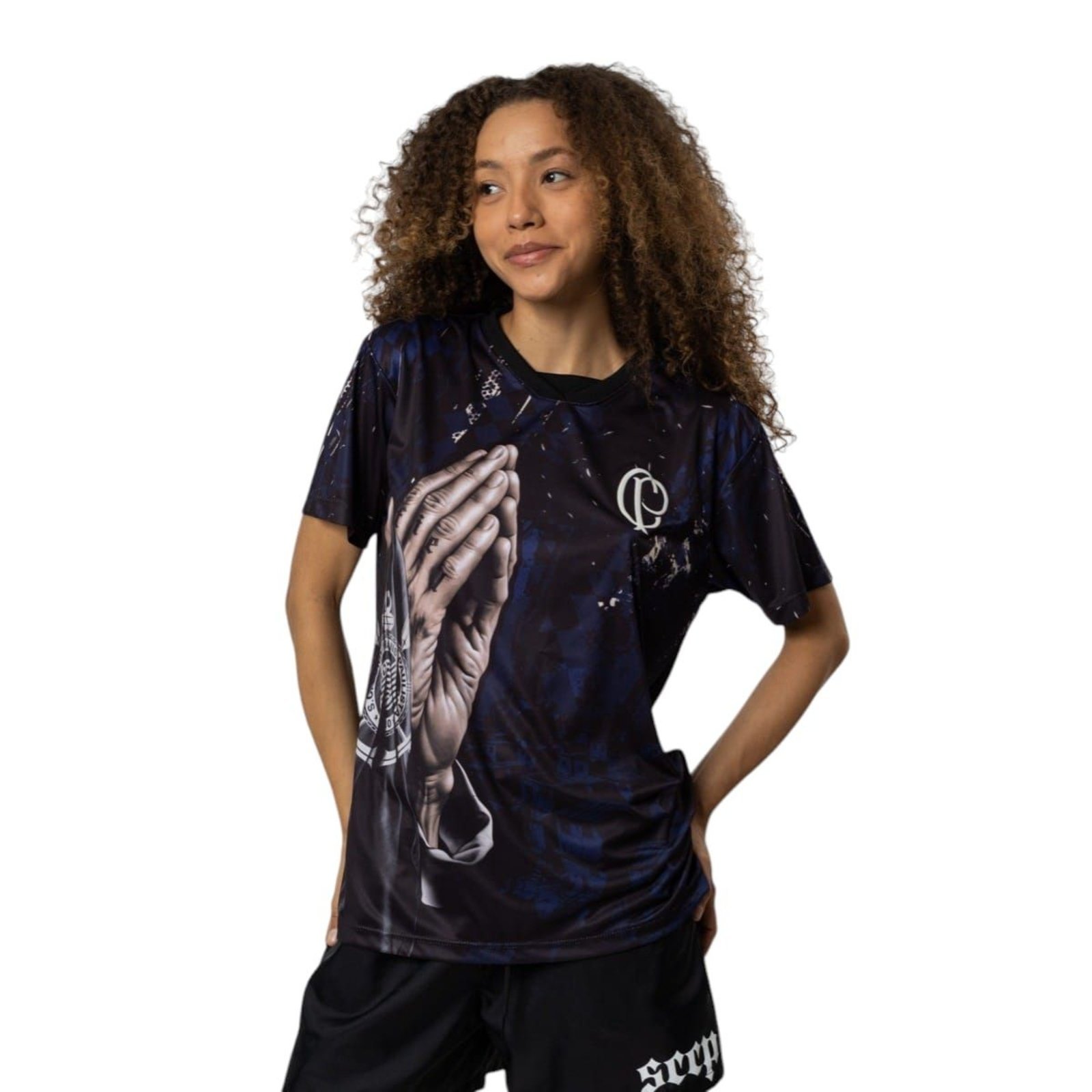 Camiseta Feminina Corinthians Fé Paixão e Loucura Preto