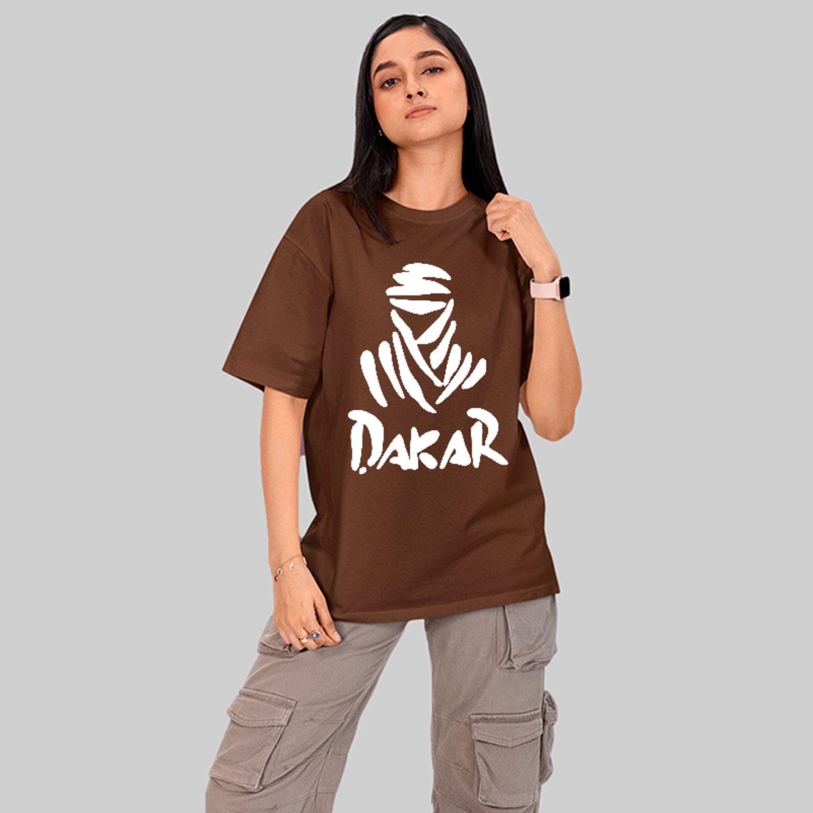 Camiseta Oversized Premium Dakar Off Road Rally Unissex Marrom