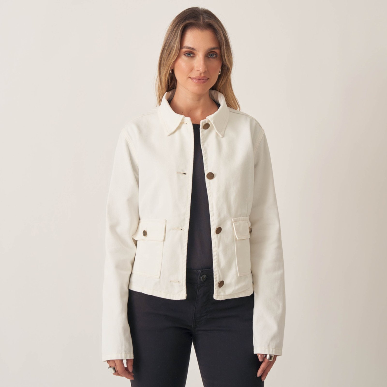 Jaqueta Camisa Jeans Bolso Cargo Pence