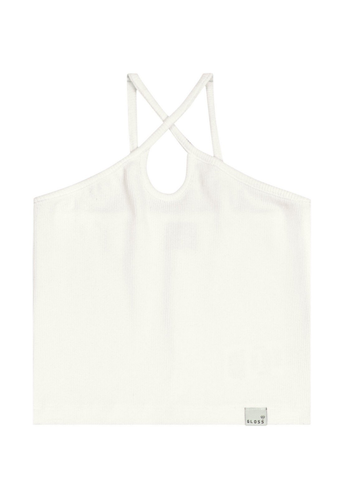 Vista 2 Infantil - Top Básico com Alças em Ribana Juvenil Gloss Off-White off-white white Gloss off-white white